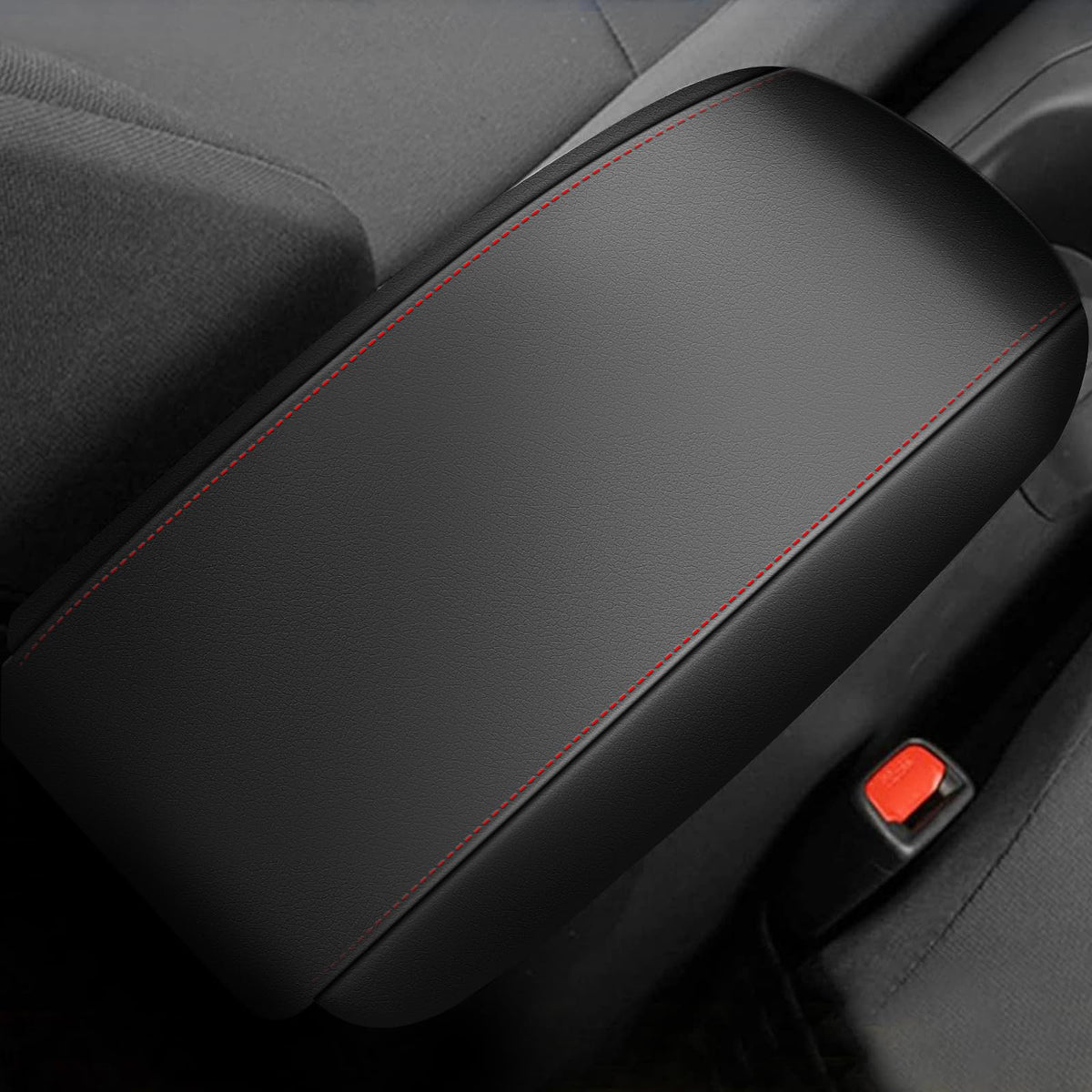 Aomsazto Black Armrest For 2020-2023 Corolla Toyota Leather Console Cover Red Sticehs