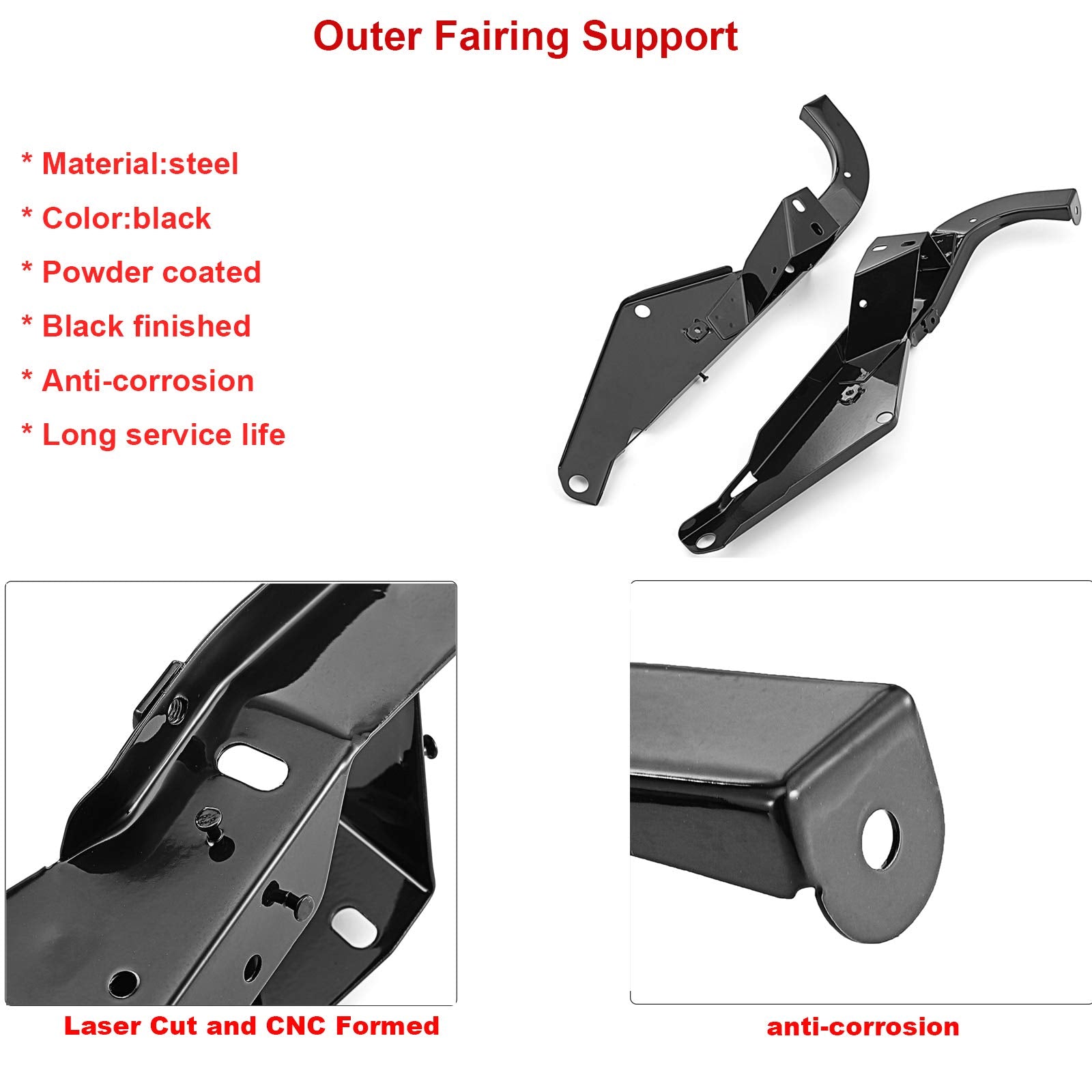 WSays Batwing Head Outer Fairing Support Bracket Heavy Duty Compatible with 1996-2013 Harley Electra Glide FLHT & Street Glide F