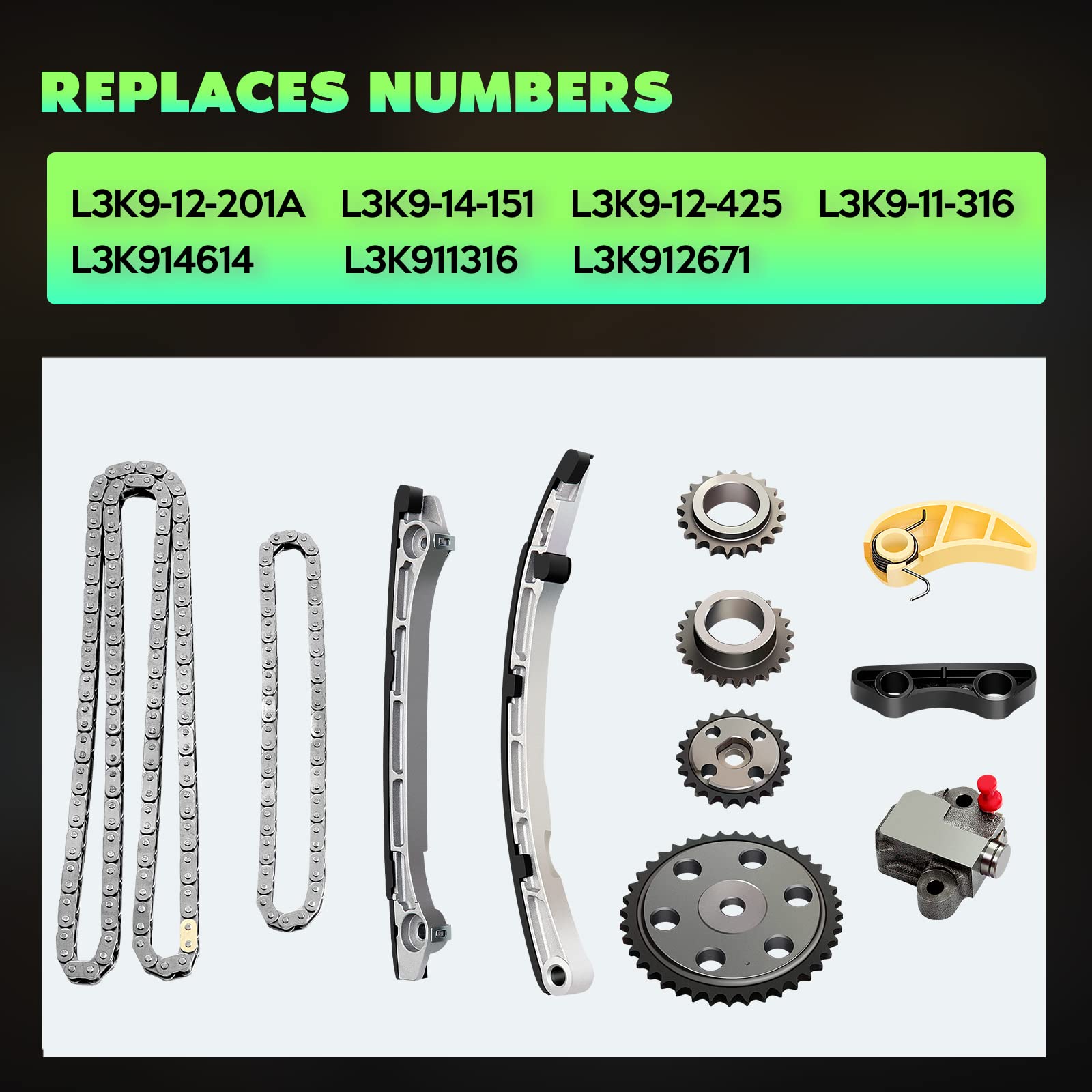 Scitoo L3K9-11-316 L3K9-14-143 Engine Timing Chain Kit Sets Replaces For Mazda 36Cx-7 2.3L 2.5L