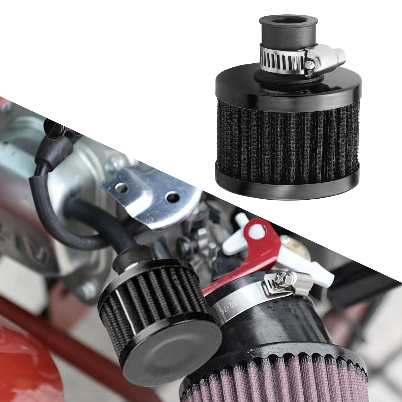 WINUERK Breather Filter, Air Filter Valve Cover Breather, 12mm Mini Air Filter Vent Crankcase Breather, Air Filter Cold Air Inta
