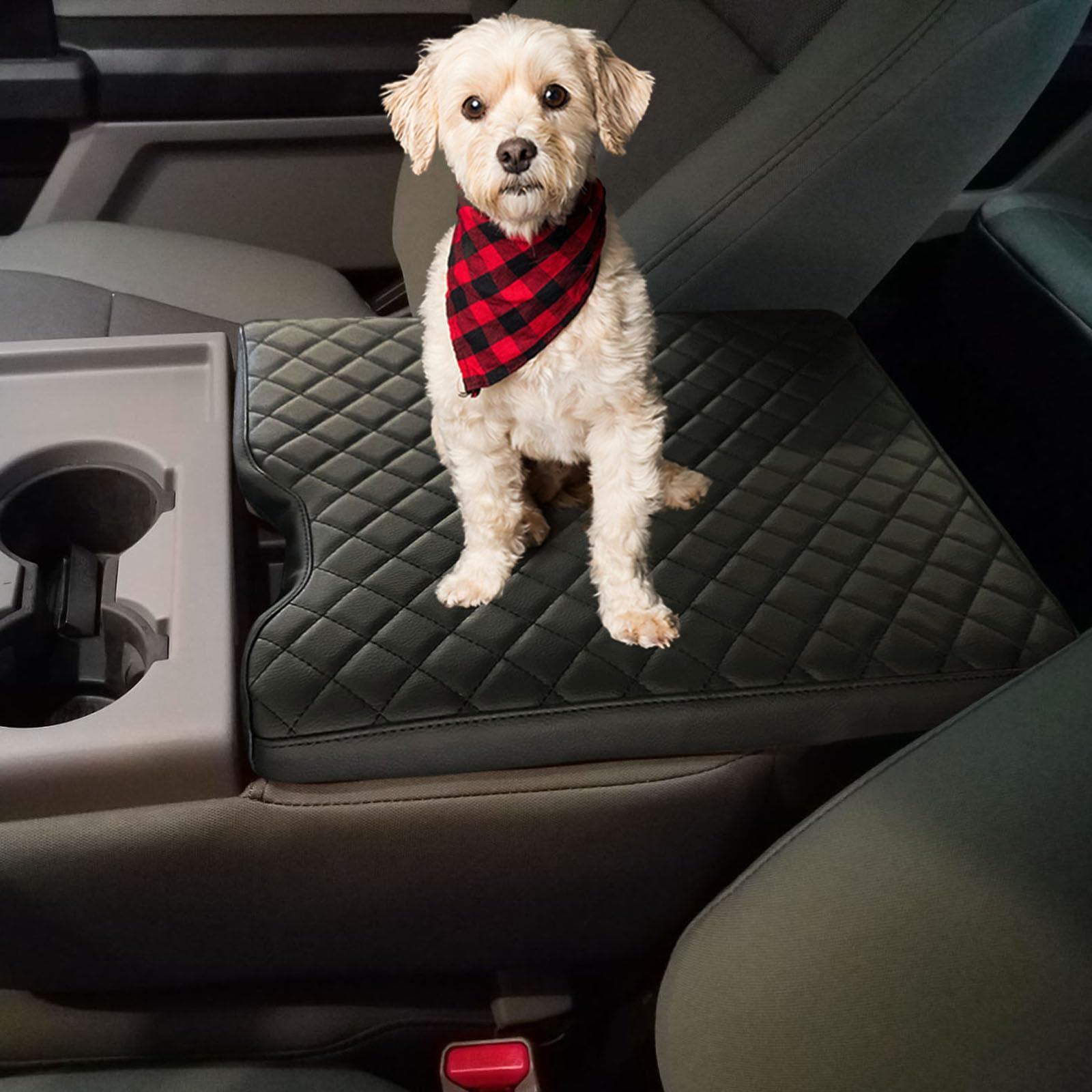 Zxiaochun Center Console Cover For Ford F150 2015-2024/F250 F350 F450 2017-2024 Leather Arm Rest Box Lid Middle Console Cover Ar