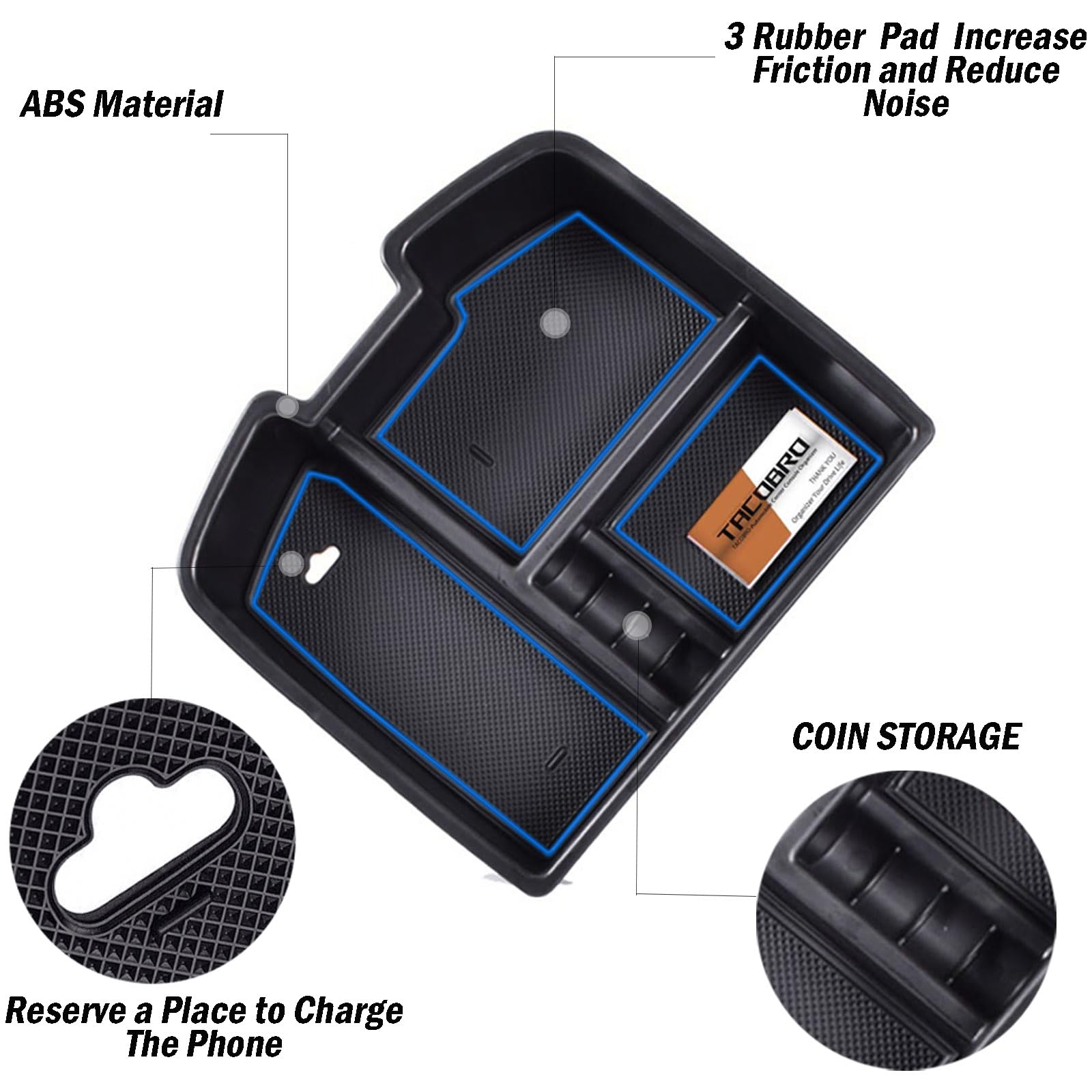Tacorbo Center Console Organizer Tray For 2007-14 Gmc Sierra 2500 3500 Accessories Yukon Xl Silverado 2500 3500 Suburban 1500 Tahoe /07-13 Gmc Sierra 1500 Chevy Silverado Suburban 2500 Avalanche Blue