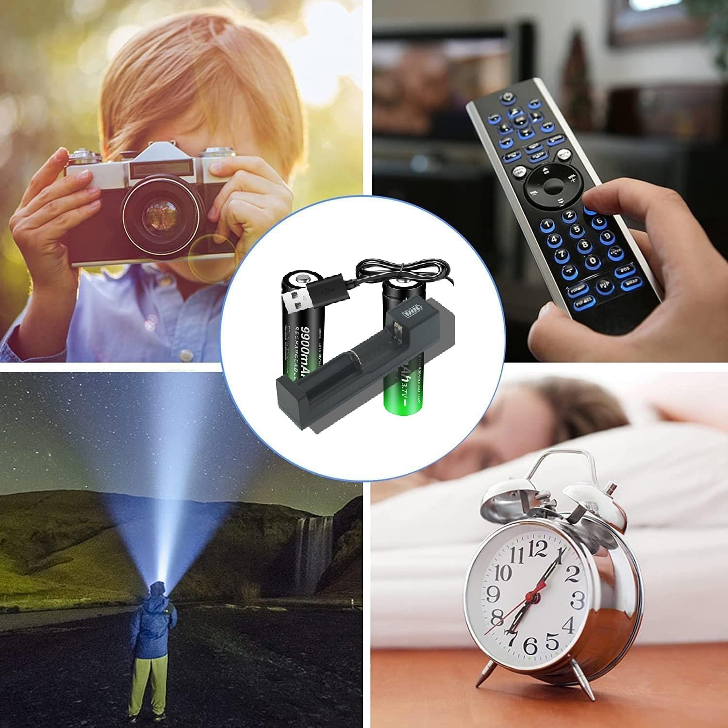 2 Pack 18650 Rechargeable Battery 9900mAh With 18650 Battery Charger,Universal Charger Single Slot for 3.7V Rechargeable Batteri