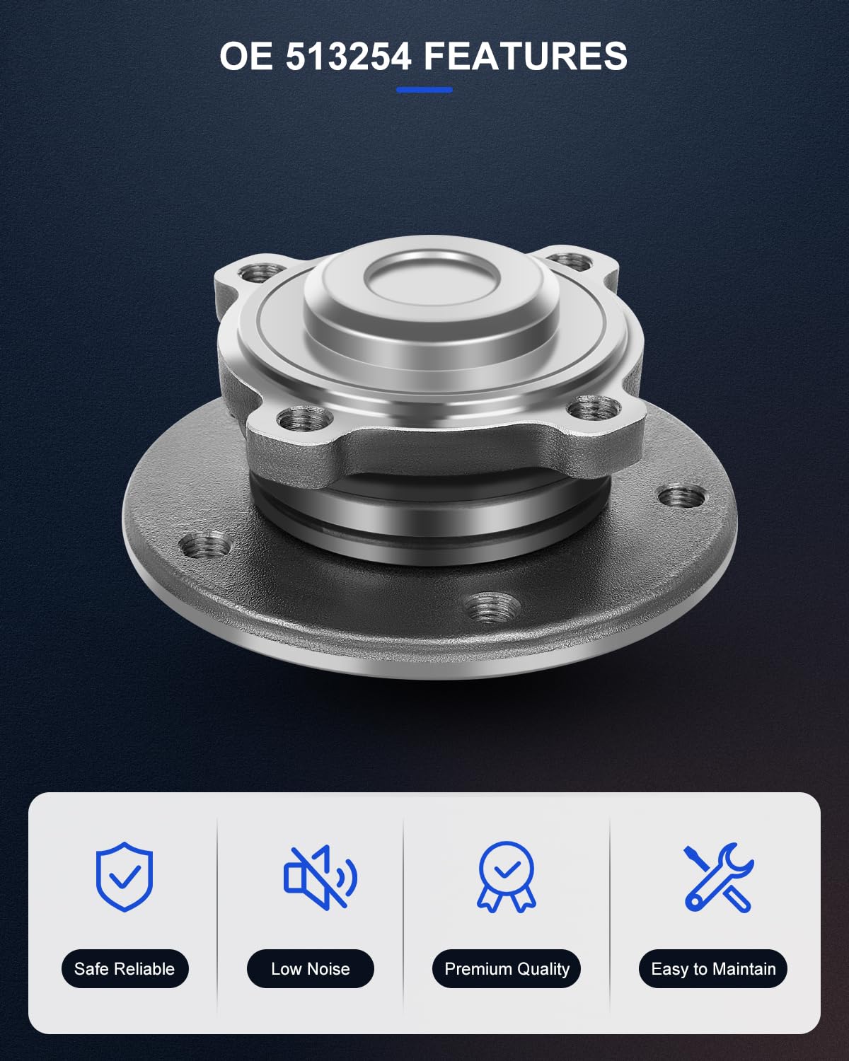 ECCPP Front Wheel Hub Bearing Assembly 5 Lugs w/ABS for 2006-2009 BMW Compatible with 513254