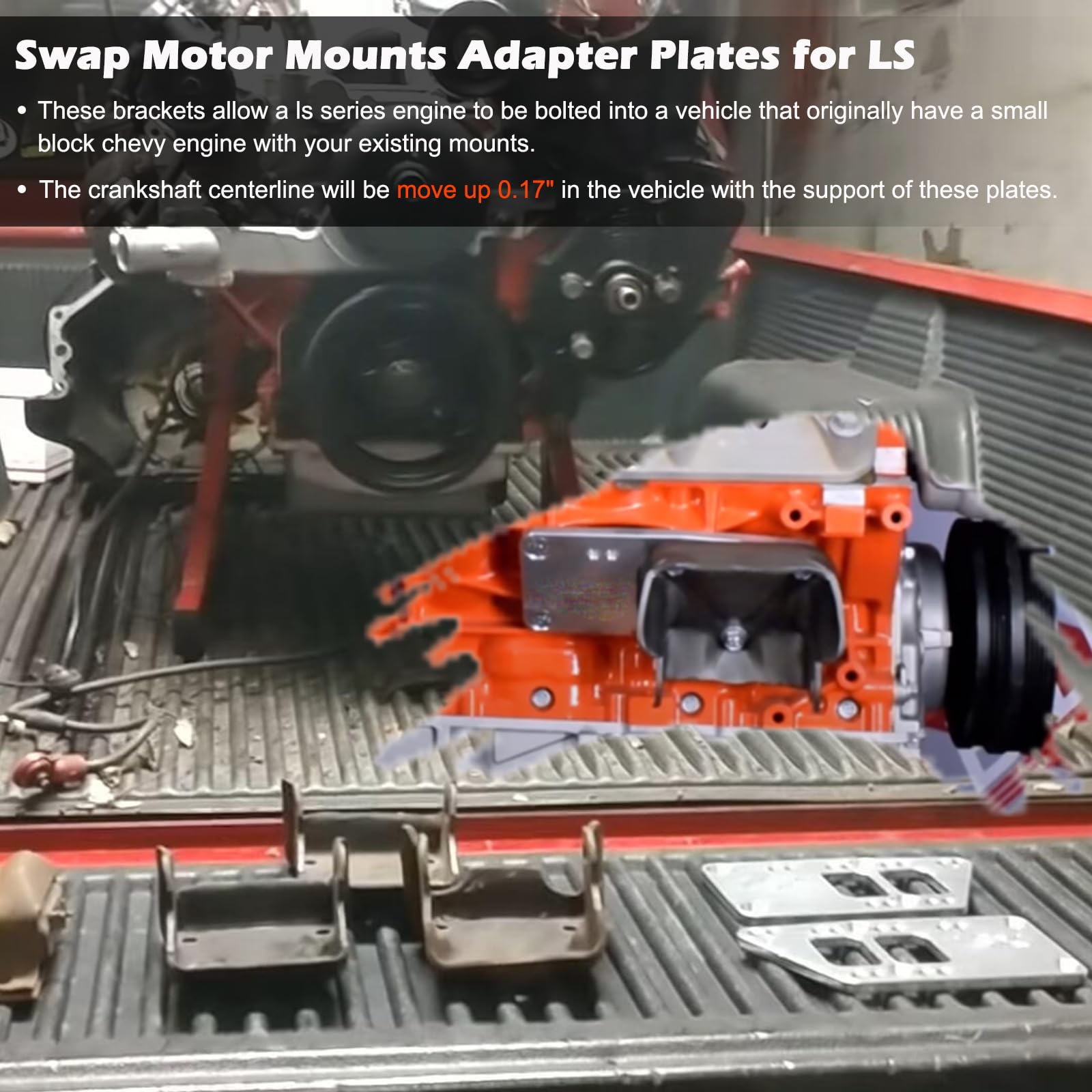 For Ls Swap Motor Mounts Adapter Plates - Adjustable Universal Conversion Bracket Small Block Set Perfect For Sbc Ls Engines, Fi