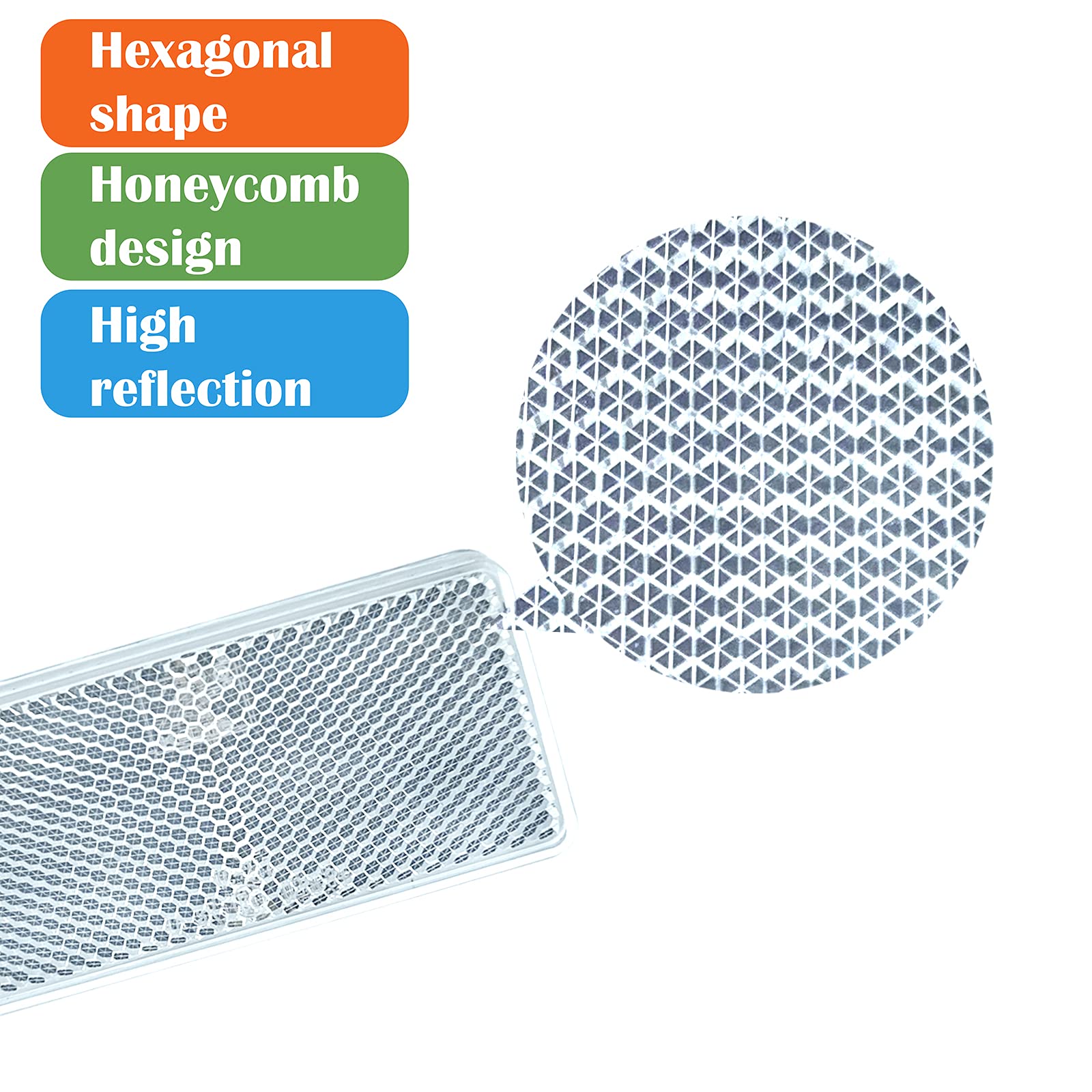 Welnent E-Mark Ccc 2Pcs Rectangle Reflector Self Adhesive Stick On Trailer Driveway Mailbox