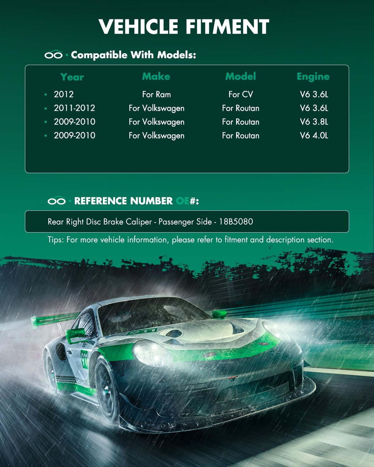 Scitoo 18B5080 Rear Right Disc Brake Caliper Assembly W/Bracket For Chrysler For Town & Country 2008-2012,For Dodge For Grand Ca