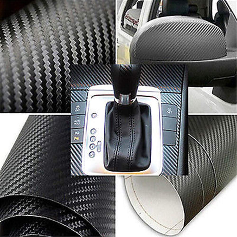 Diyah 3D Black Carbon Fiber Film 84'' X 48'' / 7 Ft X 4 Ft Twill Weave Vinyl Sheet Roll Wrap Diy Decals