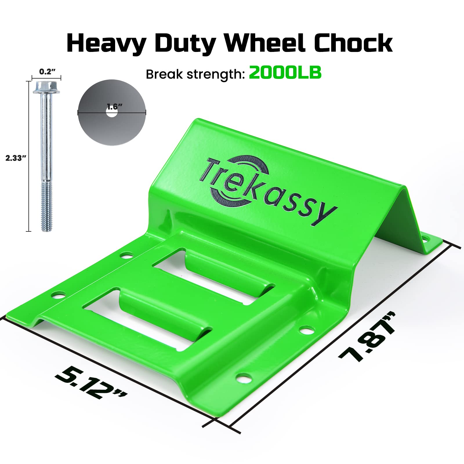 Trekassy Wheel Chock Tie-Down Kit With Rubber Blocks, (4,400Lb Break Strength) Heavy Duty E Track Trailer Tire Straps For Atv, Utv, Lawn Mower- 2 Pack