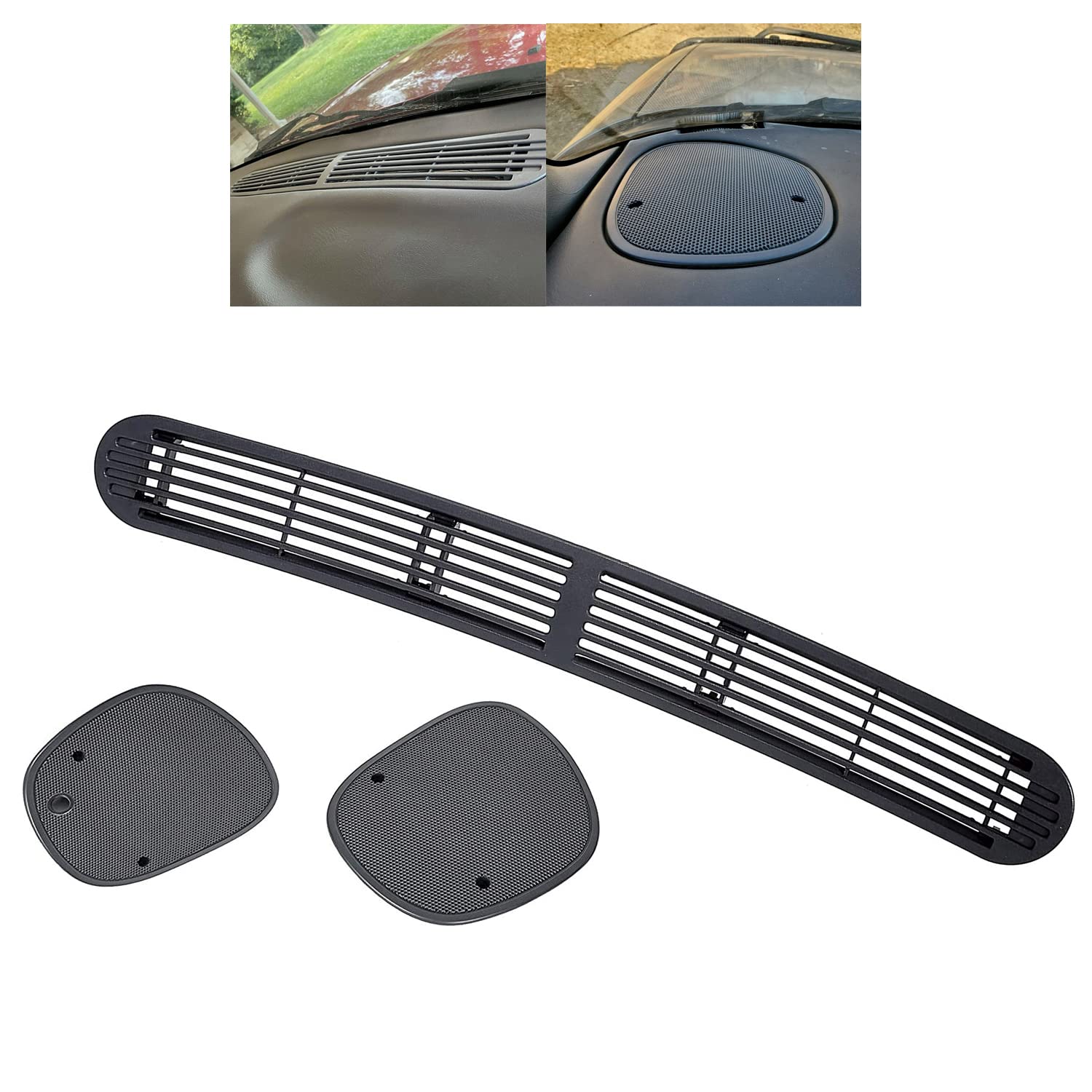 Ecotric Dash Defrost Vent Cover& Speaker Grill Set Compatible With 1998-2005 Chevy Chevrolet S10 Gmc Jimmy Sonoma Oldsmobile Bra