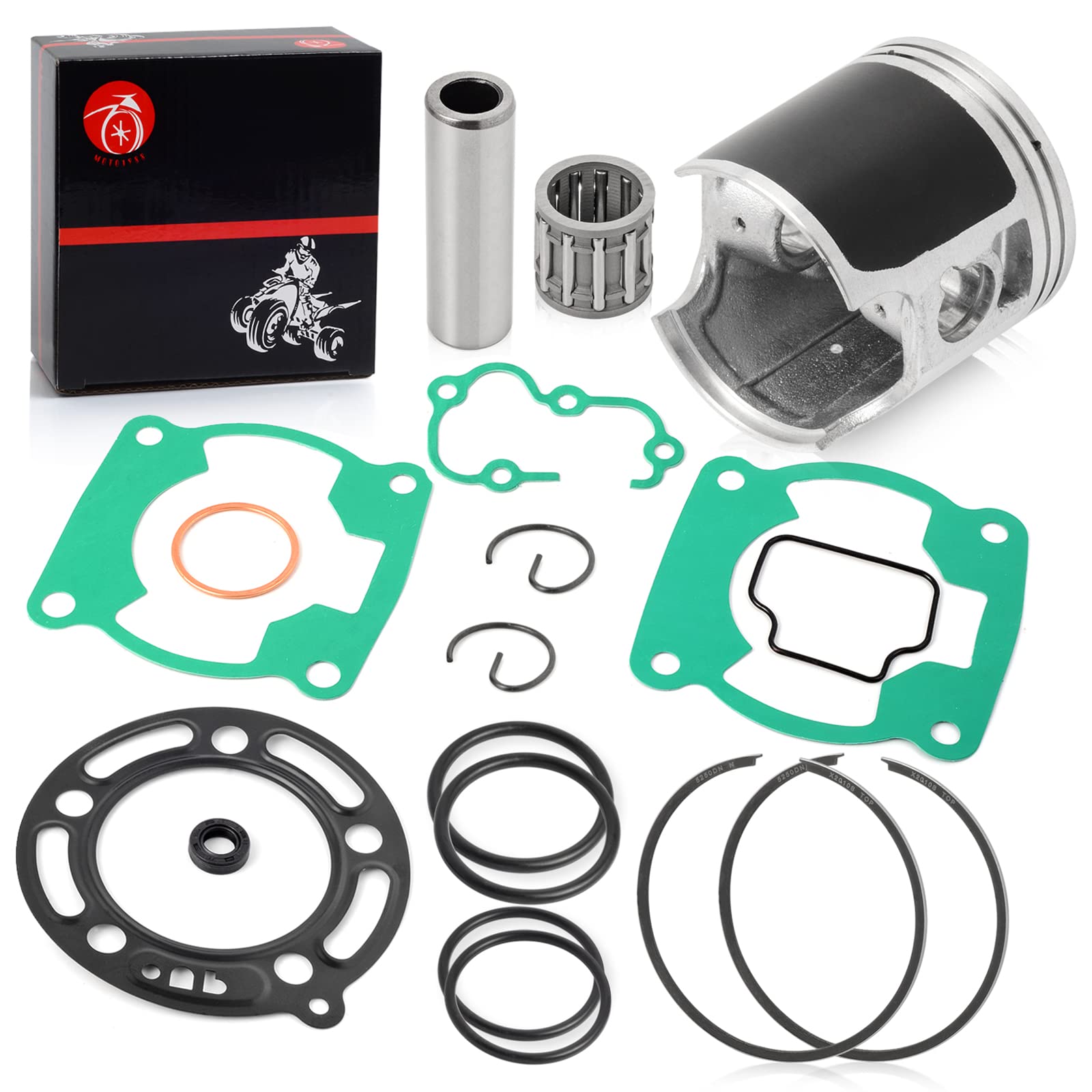 Top End Rebuild Kit Piston Bearing & Piston Ring Gasket For Kawasaki Kx100 1995-2013 Std Bore 52.5Mm
