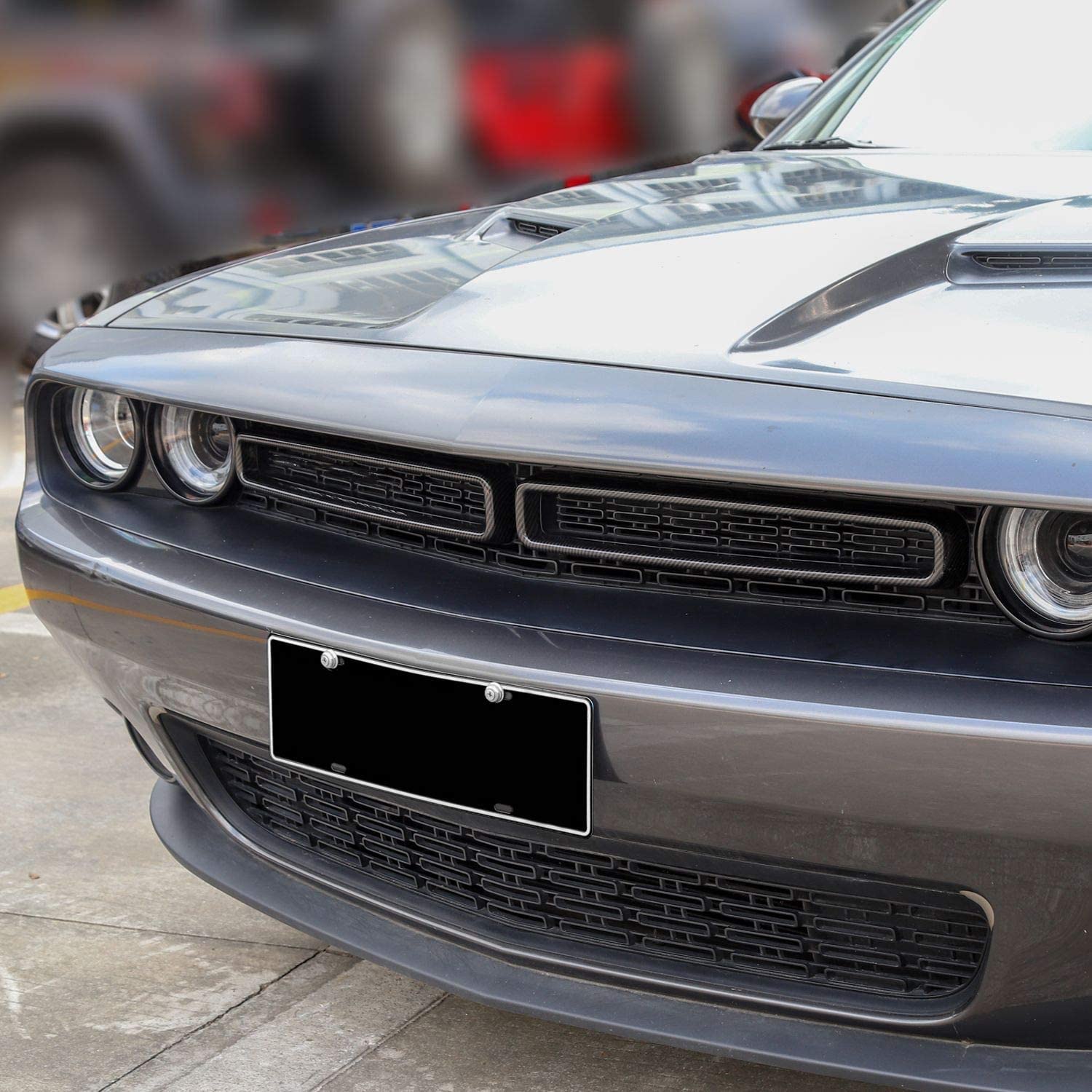 Voodonala For Challenger Abs Carbon Fiber Front Grille Inserts For 2015-2022 Dodge Challenger Accessories, 2Pcs