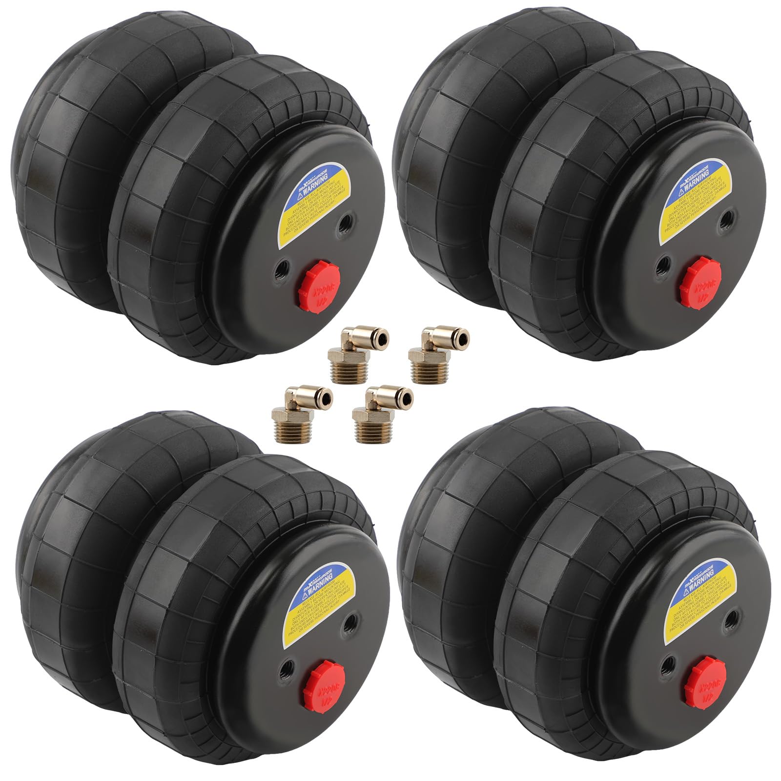 Maxpeedingrods 4Pcs Air Ride Suspension Spring Double Bellow Standard 2500 Lb 1/2''Npt Single Port Heavy Duty For Trucks