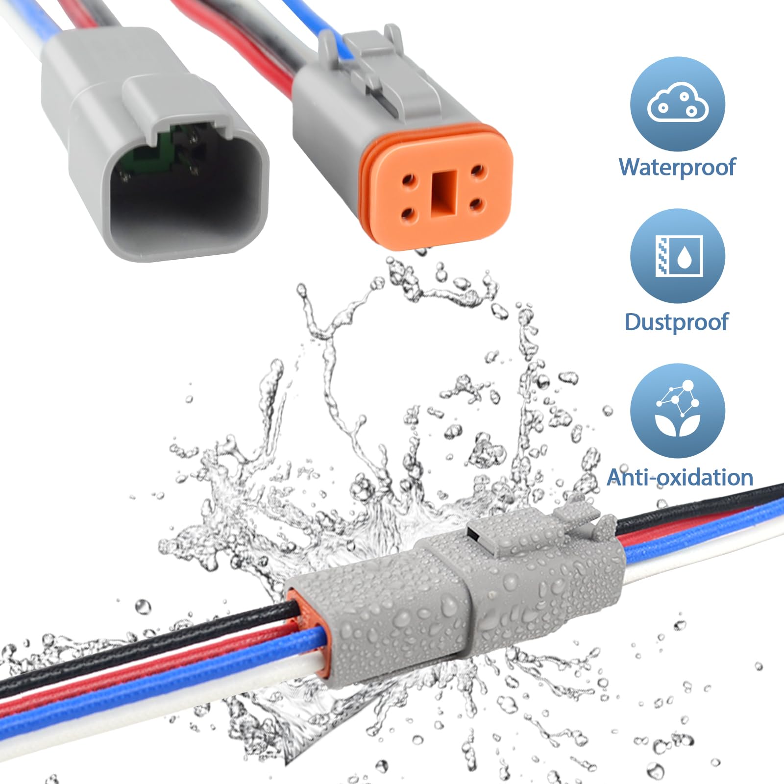 6 Kit Deutsch DT 4 pin Grey Male Female Wiring Harness Deutsch Pigtail 4 Wire Way Waterproof Automotive Electrical Connector 16