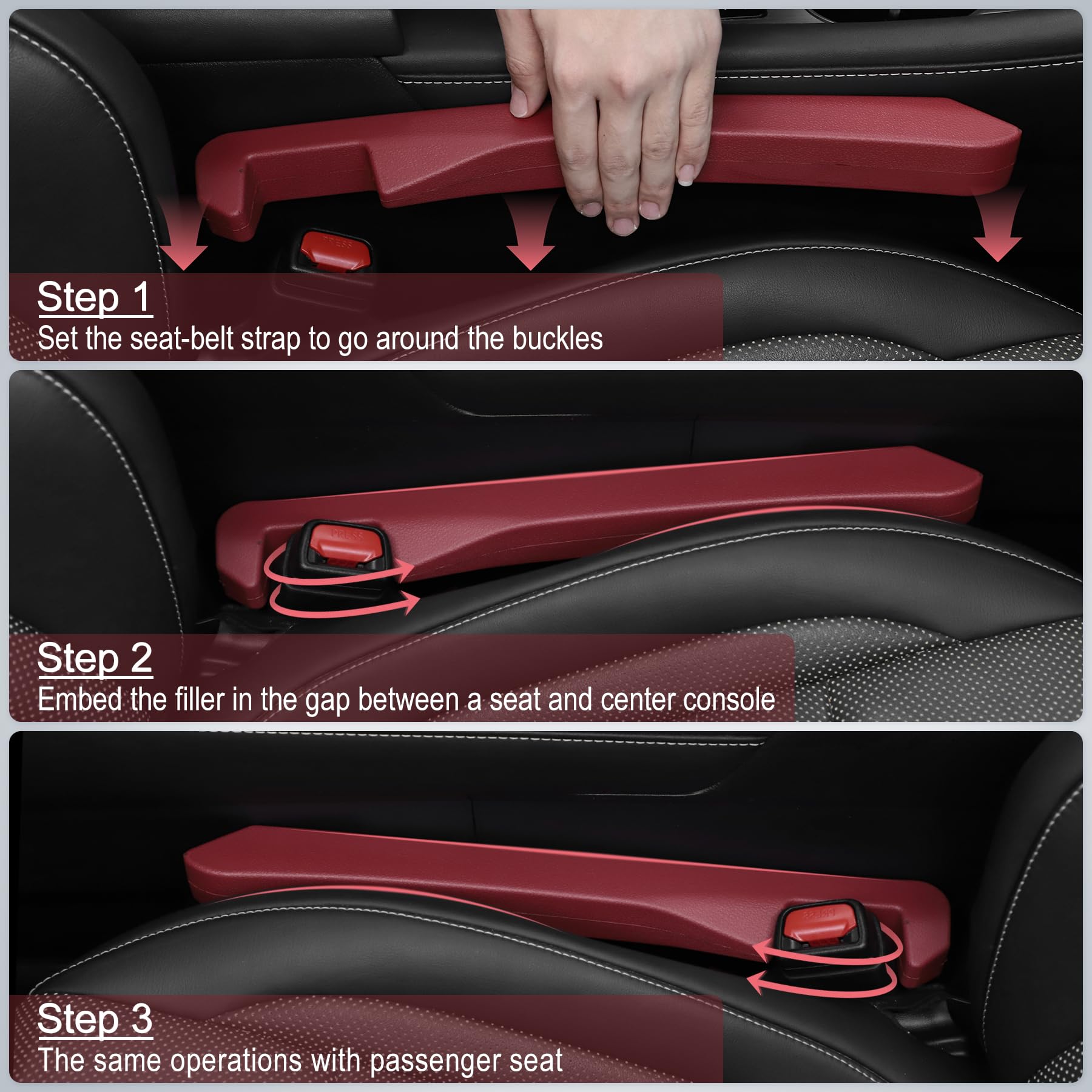 UREHEPO 2pcs Elastic Car Seat Gap Filler Organizer, Universal Interior Car Accessories to Stop Things from Dropping and Add Styl