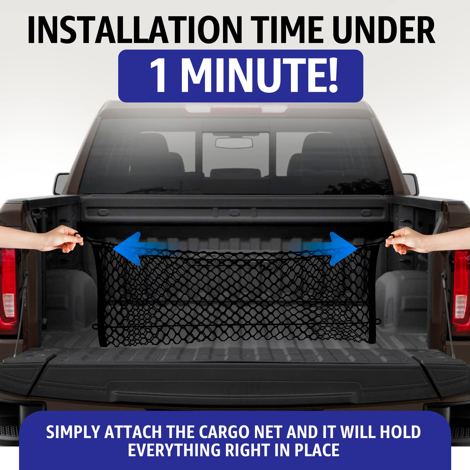 Envelope Style Trunk Mesh Cargo Net For Gmc Sierra 2013 - 2023, Automotive Exterior Accessories - Premium Car Trunk Storage Orga