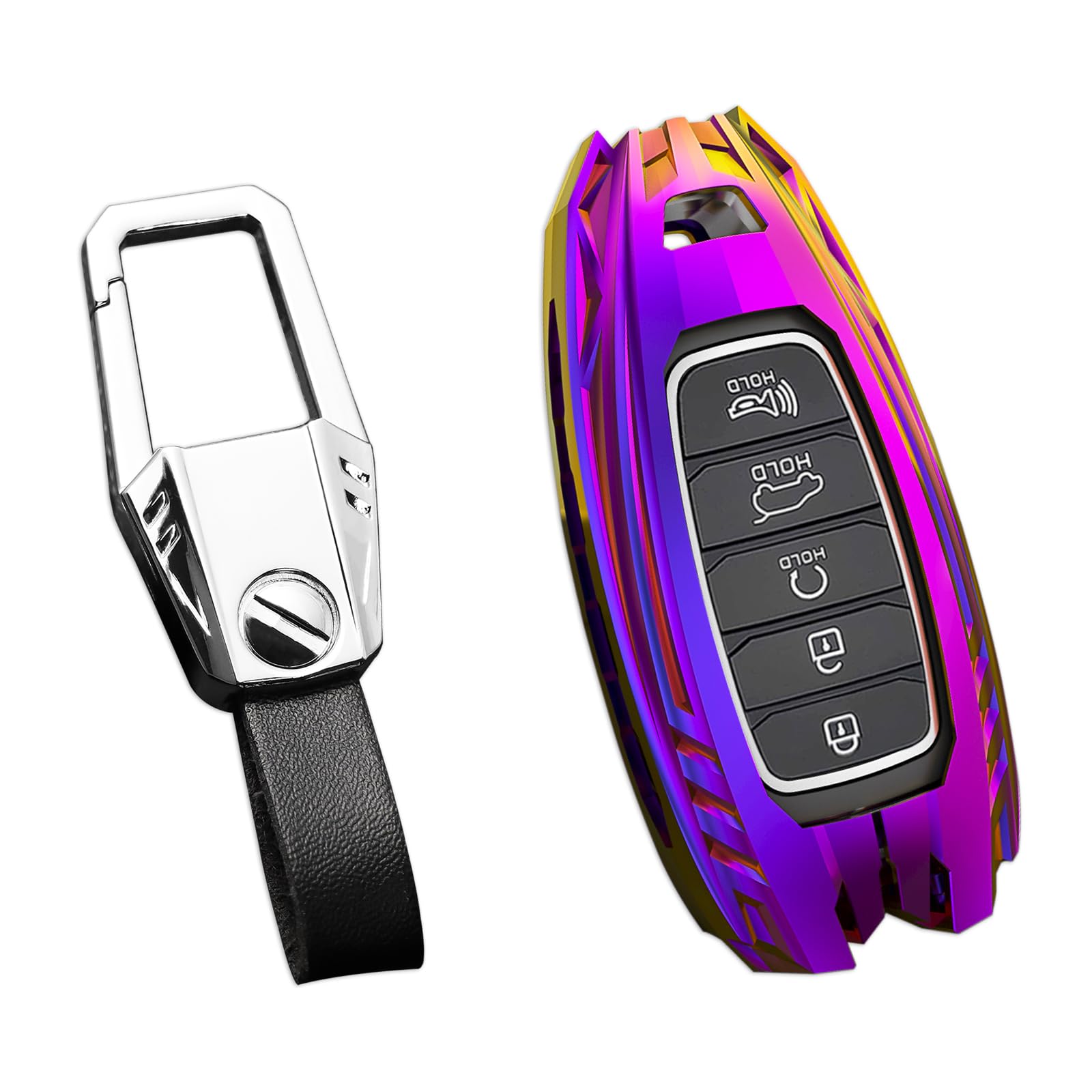 Ocezbiis For Hyundai Key Fob Cover,Keychain,Zinc Alloy Protection Car Key Shell Case Compatible With Hyundai Smart Remote Keyles