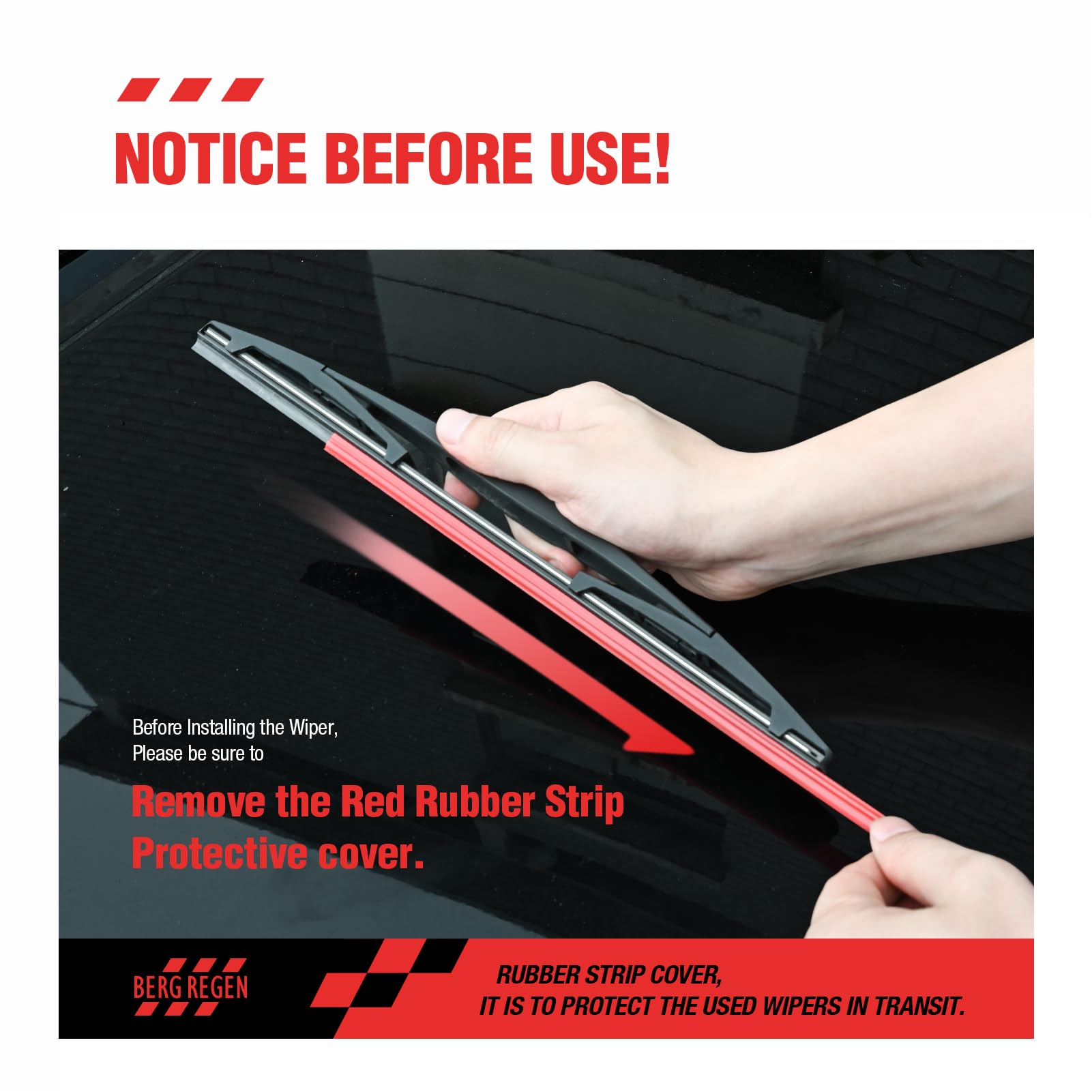 Berg Regen Rear Wiper Blades 12 Inch (12-J), Replacement For Rogue 2021-2008, Juke 17-11, Kicks 20-18, Pathfinder 20-13, Qashqai