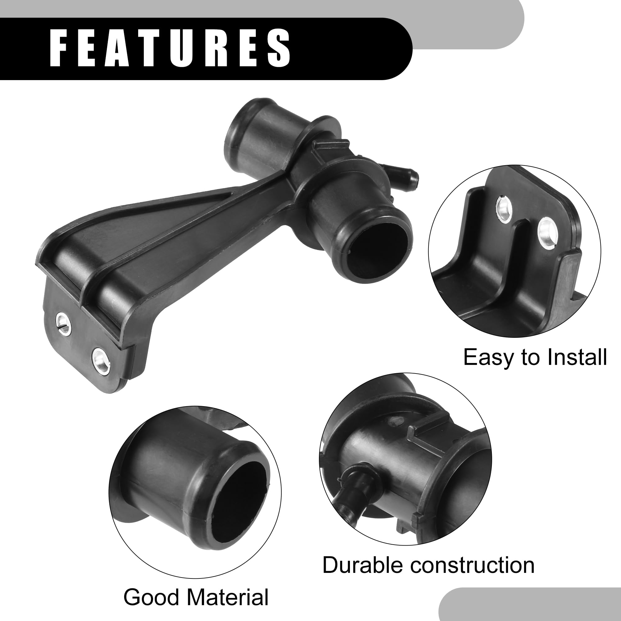 Partuto Engine Radiator Water Outlet Coolant Pipe No.165770T030 - Car Outlet Heater Hose Connector - For Toyota Corolla 1.8L 2009-2014 Plastic Black 1 Pc