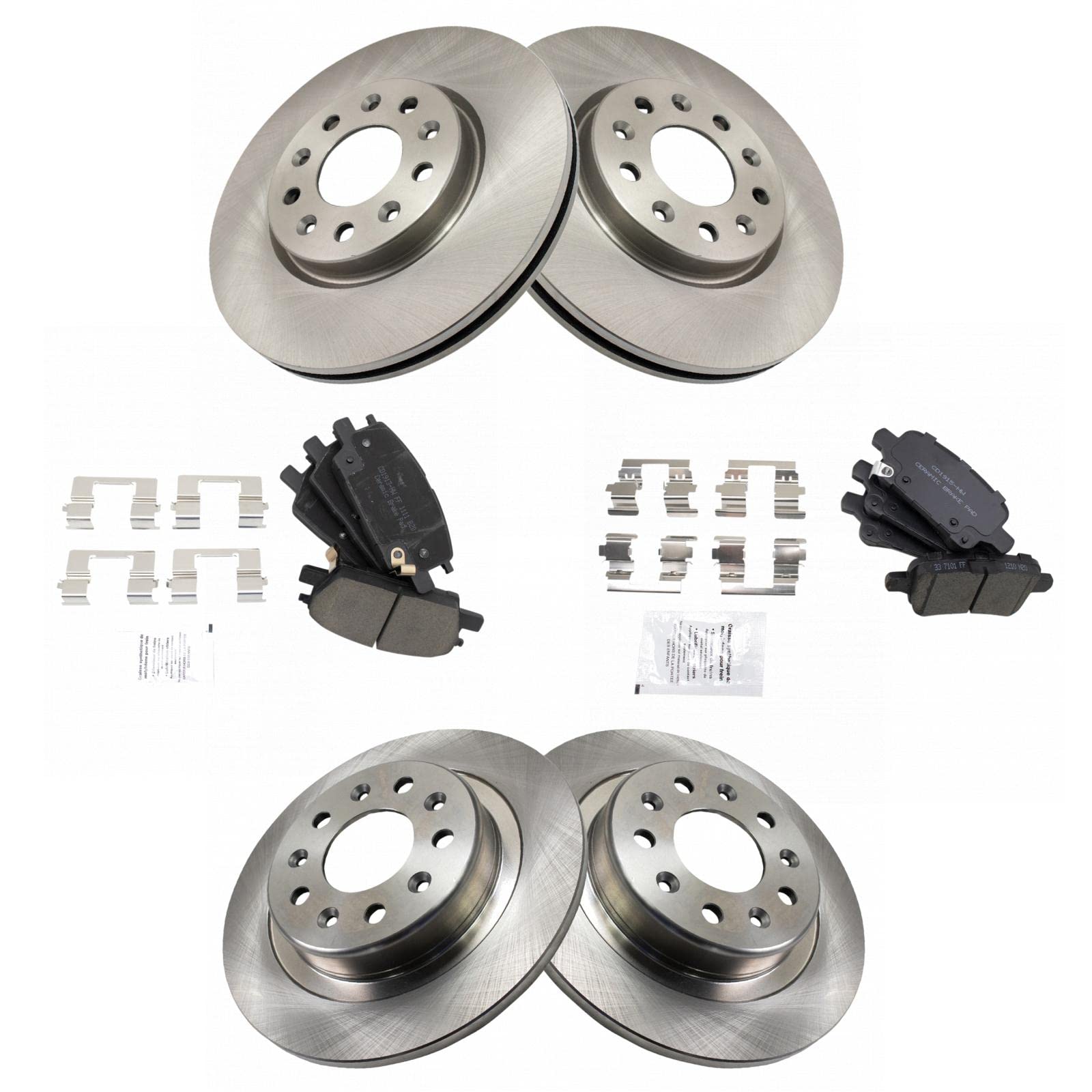 Trq Front & Rear Posi Ceramic Disc Brake Pads & Rotors Kit For Lacrosse Malibu