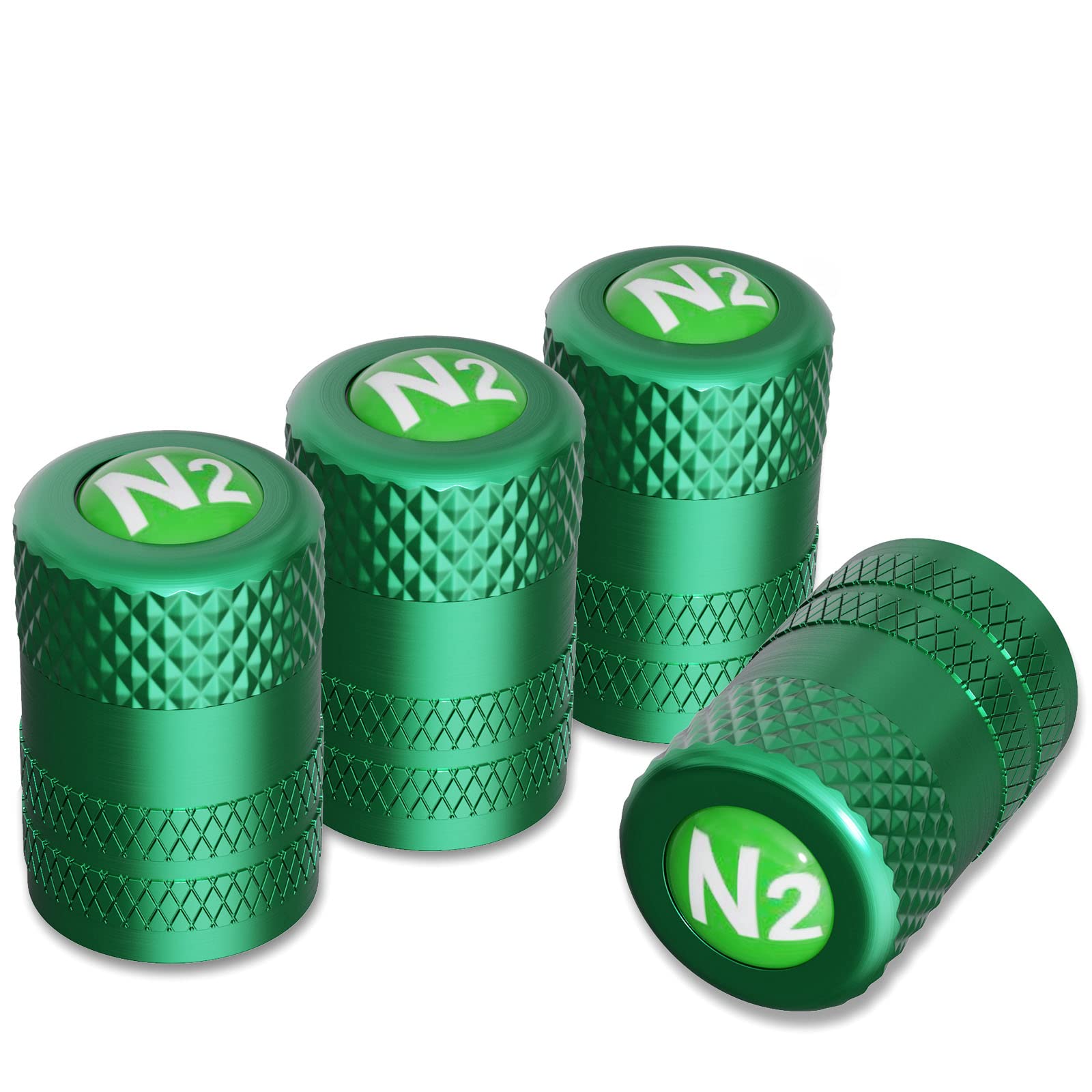Ckauto 4 Pcs Aluminum Tire Valve Stem Caps With N2 Nitrogen Logo, Universal Stem Covers For Cars, Suvs, Bike And Bicycle, Trucks