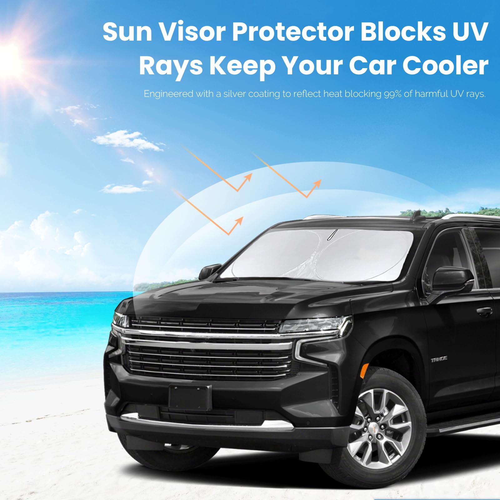 For Tahoe 2025 Windshield Sun Shade Sunshade-Custom Fit 2024 2023 2022 2021 Chevrolet Tahoe Z71, Premier, High Country, Rst, Lt,