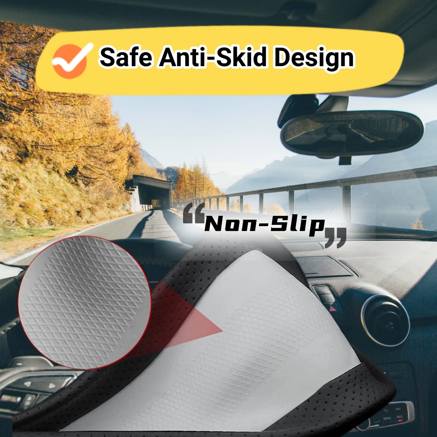 Bllxesd Steering Wheel Cover Compatible With Toyota Rav4 2001-2023, Breathable Premium Leather Car Steering Wheel Cover, Anti-Slip Design, A-Style