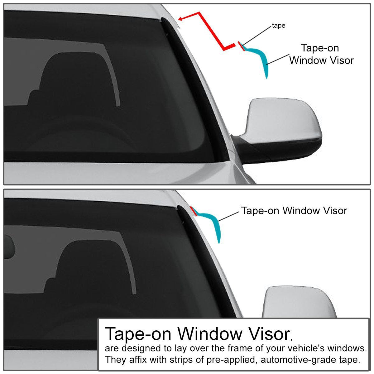 Auto Dynasty 4Pcs Tape-On Window Visor Compatible With 2000 2001 2002 2003 Nissan Maxima 2000-2003, Deflector Rain Guard, Acryli