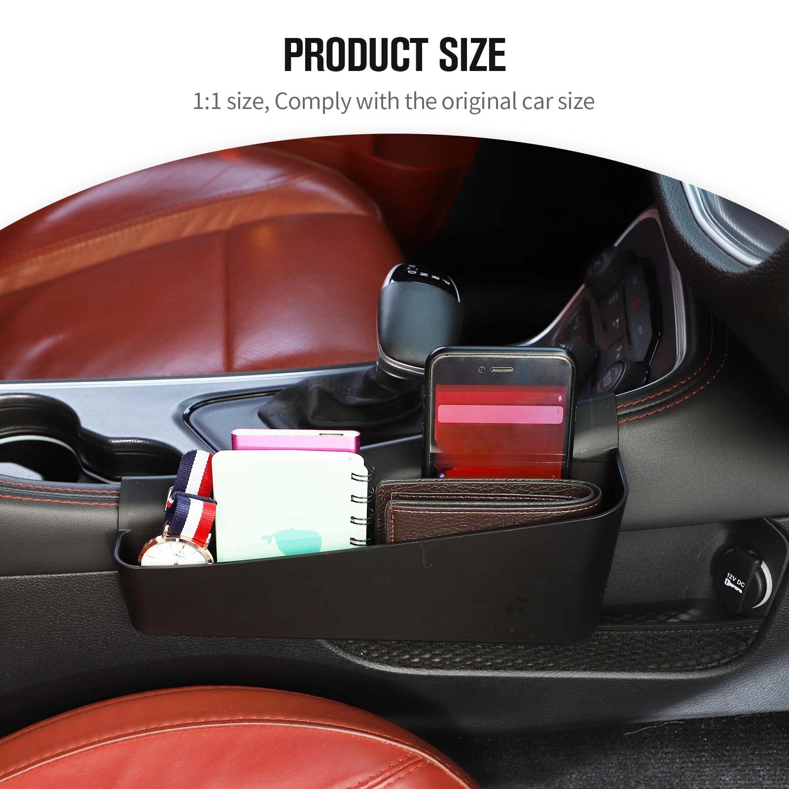 Jecar Storage Tray Gear Shifter Storage Organizer Interior Accessories Compatible With Dodge Challenger 2015-2023, Black