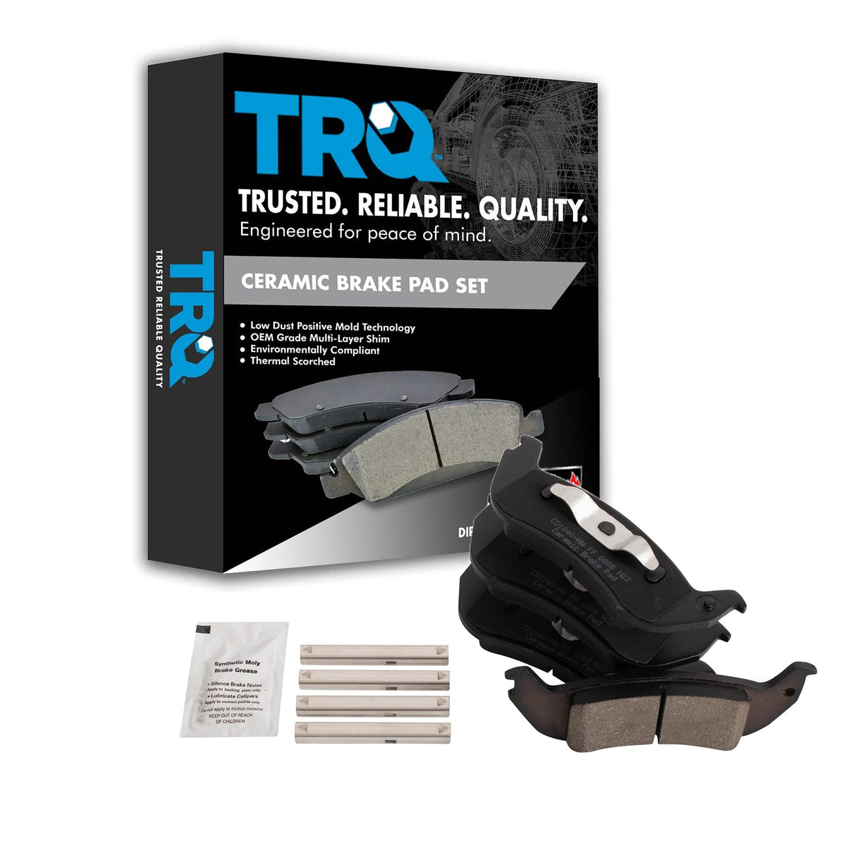 TRQ Rear Brake Pads Ceramic Compatible with 2005-2011 Ford Crown Victoria 2010-2011 Ranger Lincoln Town Car Mercury Grand Marqui