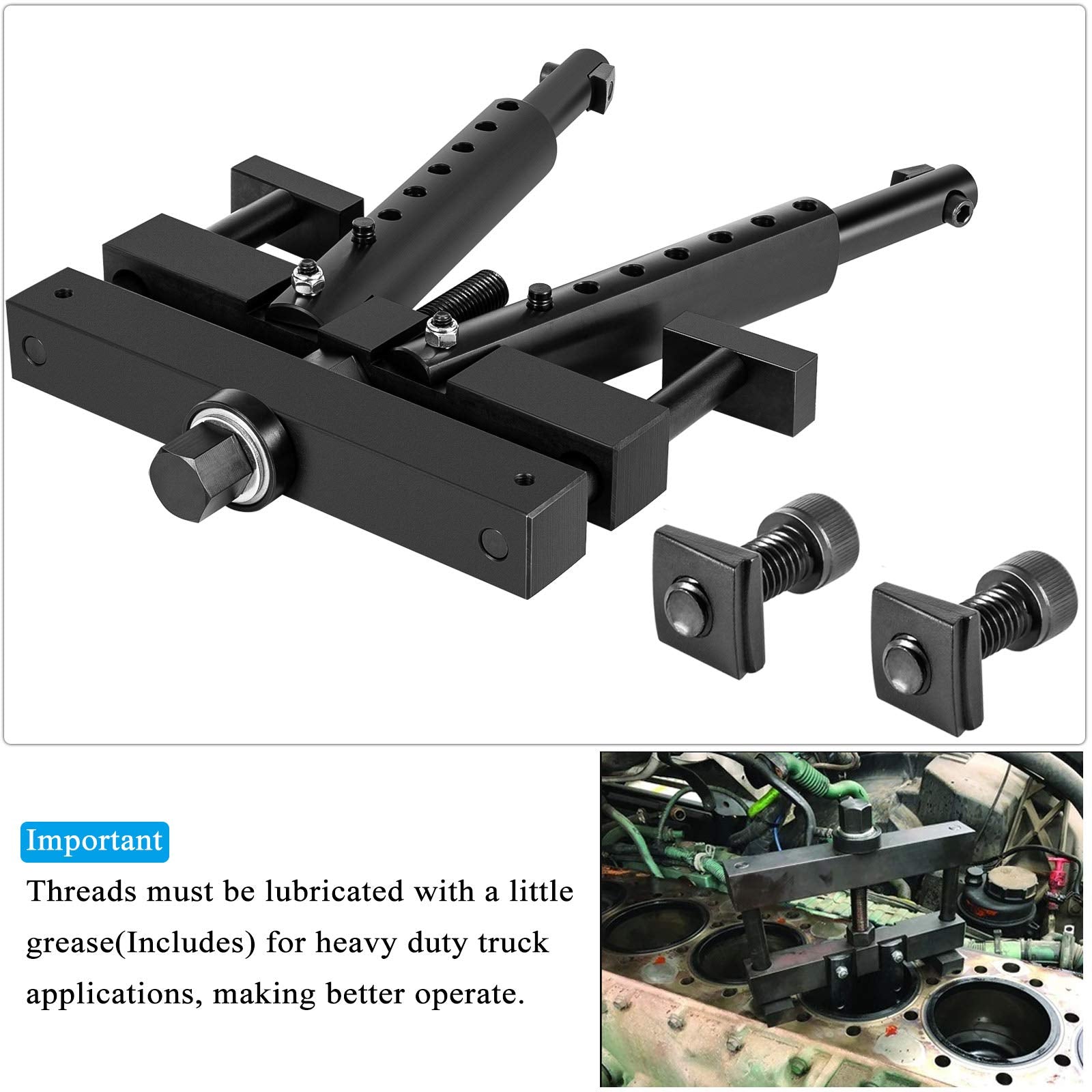 Universal Cylinder Liner Puller Assembly - Heavy Duty Diesel Engine Cylinder Liner Puller Used For Mack Cummins Cat On Wet Liner From 3-7/8” To 6-1/4” Bore, Alternative To Pt-6400-C M50010-B 3376015