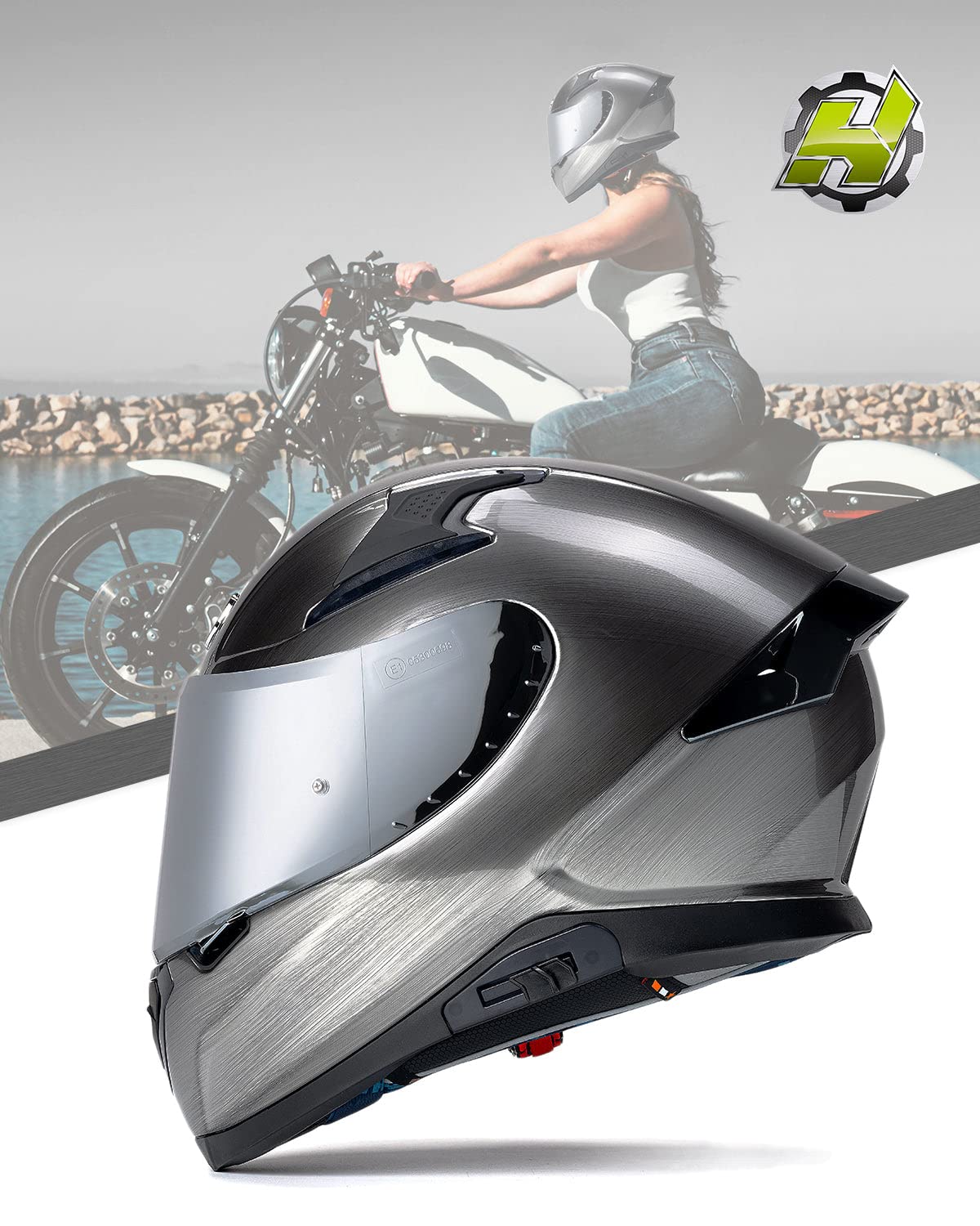 HAX Full Face Motorcycle DOT Approved Helmet with Dual Rear Wing and Pinlock Ready - Lightweight and Durable Motorbike Street Bi