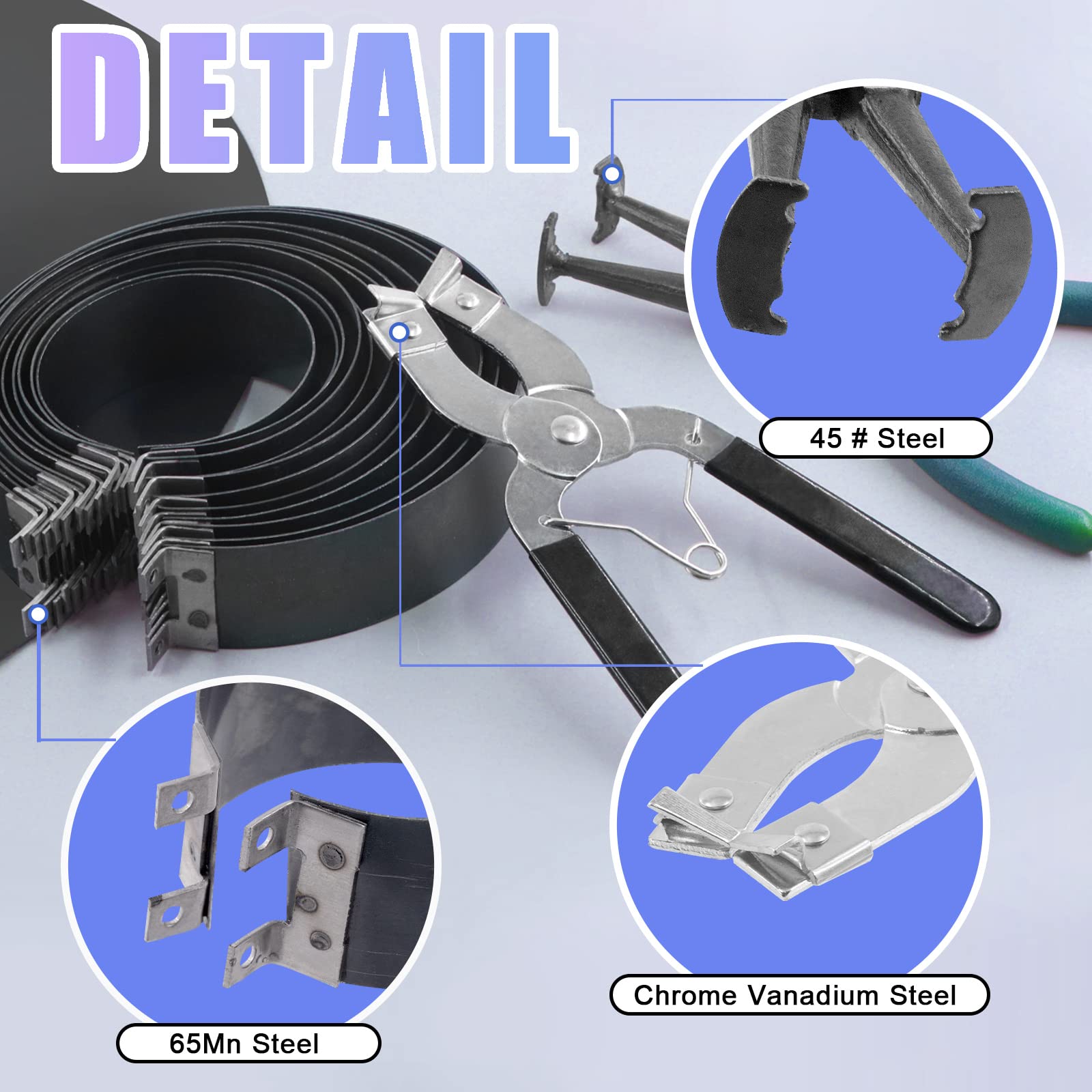 Glarks 15Pcs Auto Engine Piston Ring Compressor Tool Set Including 2Pcs Piston Ring Pliers and 14Pcs Piston Rings (62-145mm/2.44