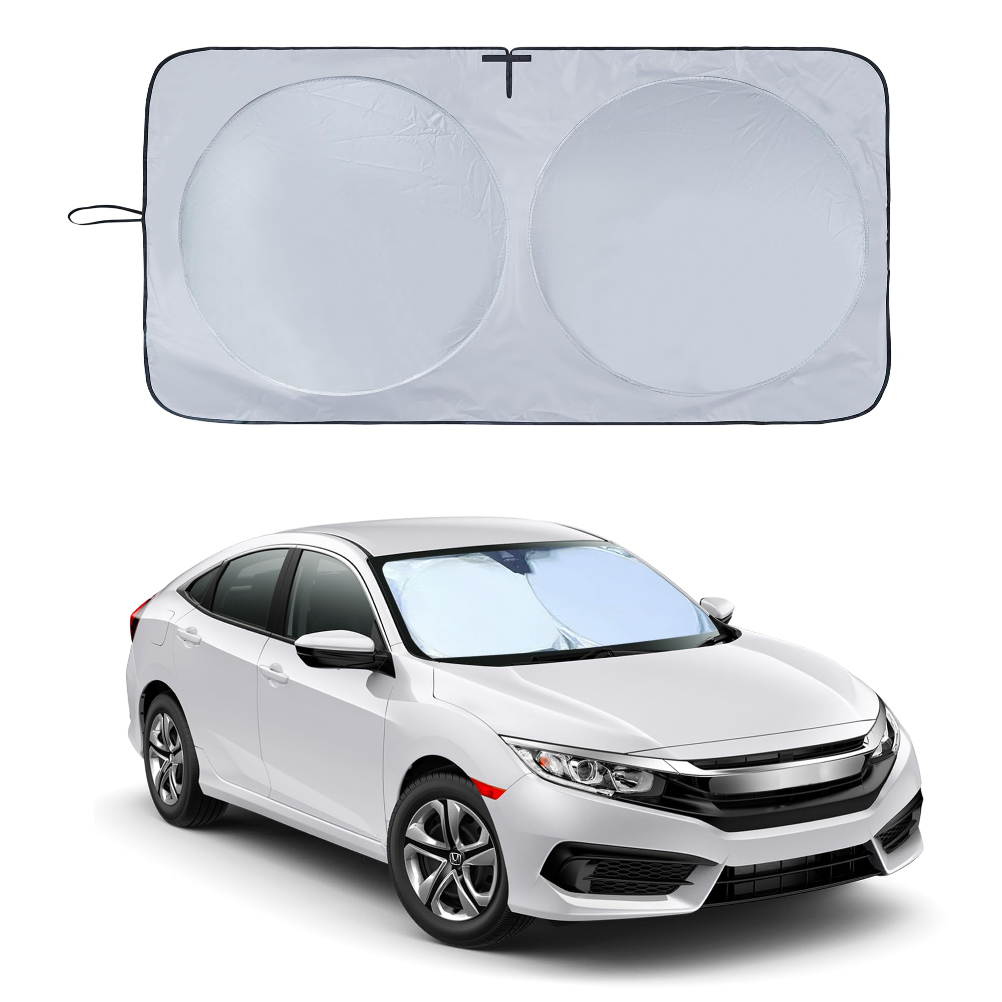 Ic Iclover Car Windshield Sun Shade, 210T Material Foldable Front Window Sun Visor Protector, Blocks Heat And Uv Rays Sun Protec