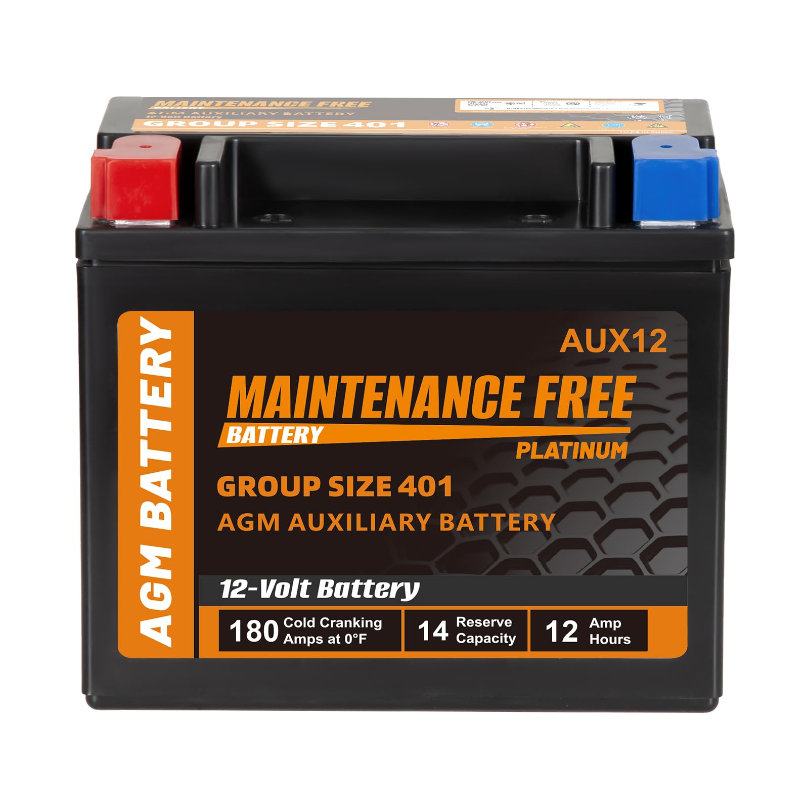Autocessking AUX12 BCI Group 401 AGM Auxiliary Battery, 12V 12Ah, 180 CCA, 14 RC Rechargeable