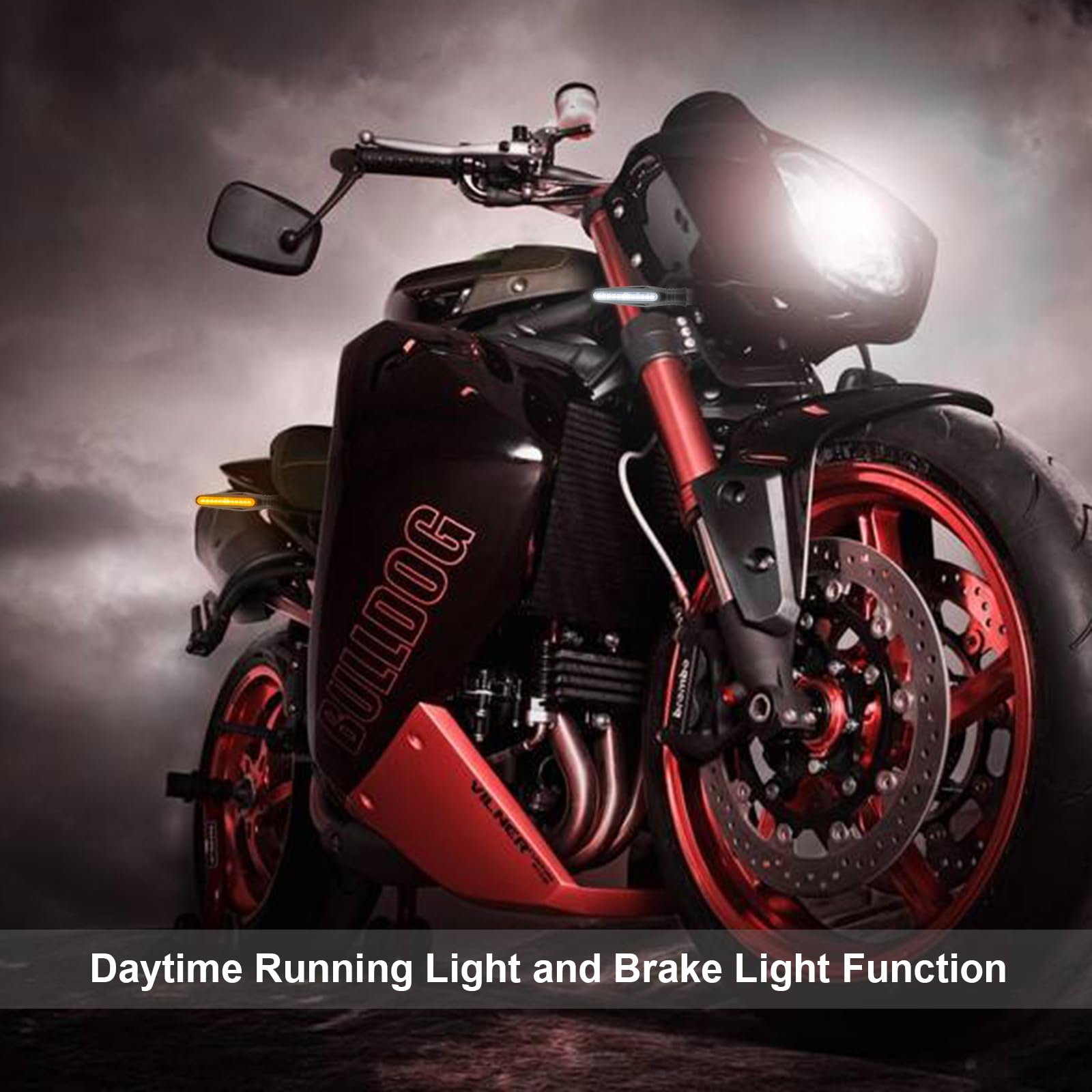 Kinstecks 4Pcs Motorcycle Indicators Flowing Turn Signal Lights Motorbike Turning Indicators Daytime Running Lights Brake Lights 12V For Motorcycle Motorbike Led Amber White Red