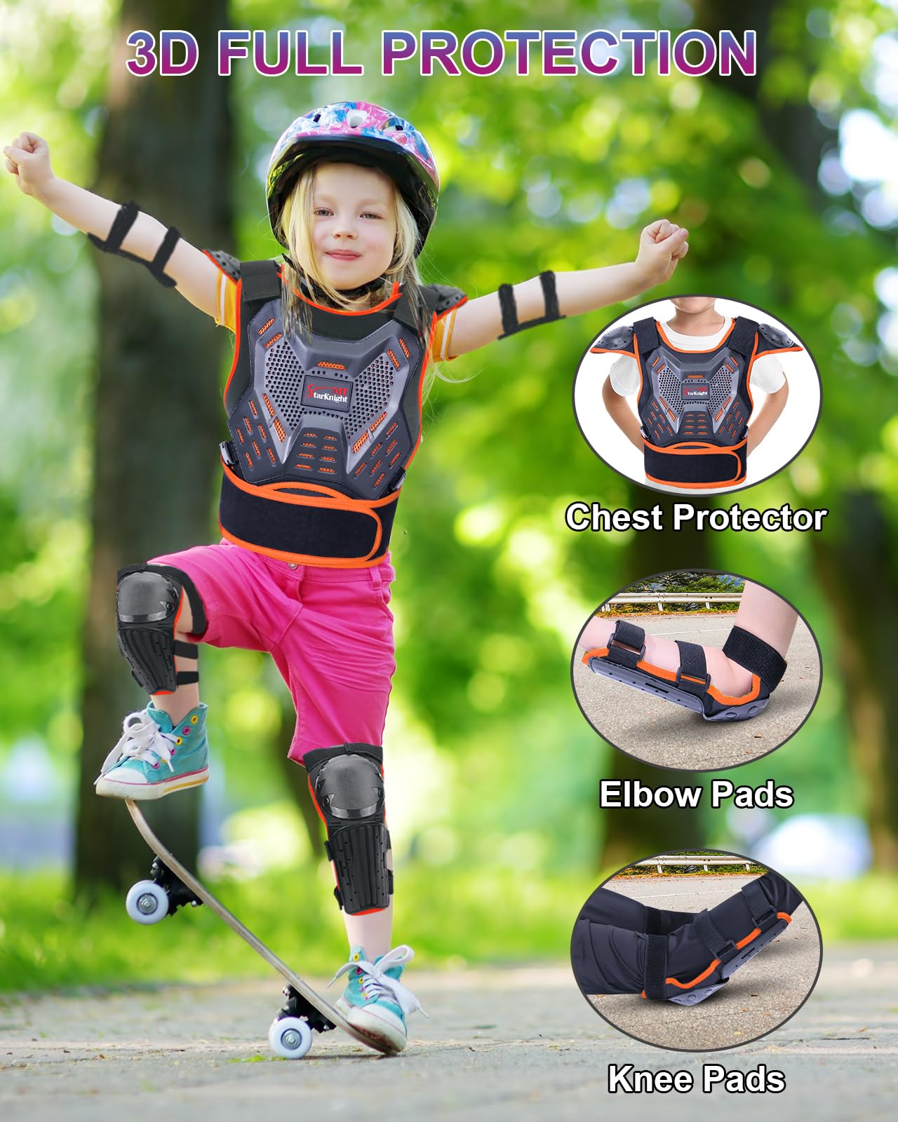 Kids Dirt Bike Gear - StarknightMT Youth Motorcycle Gear Riding Protective Motocross Armor Suit Chest Protector for Boys Girls B