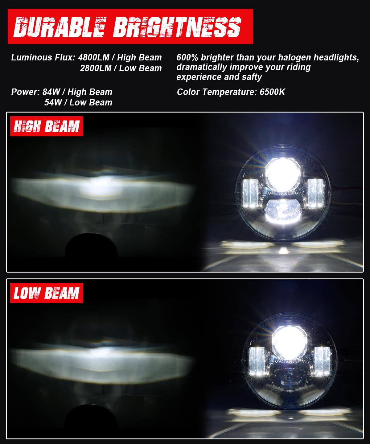 Upgraded 5-3/4 5.75 Inch Led Motorcycle Headlight Compatible With Harley Davidson Sportster Dyna Street Bob Low Rider Wide Glide