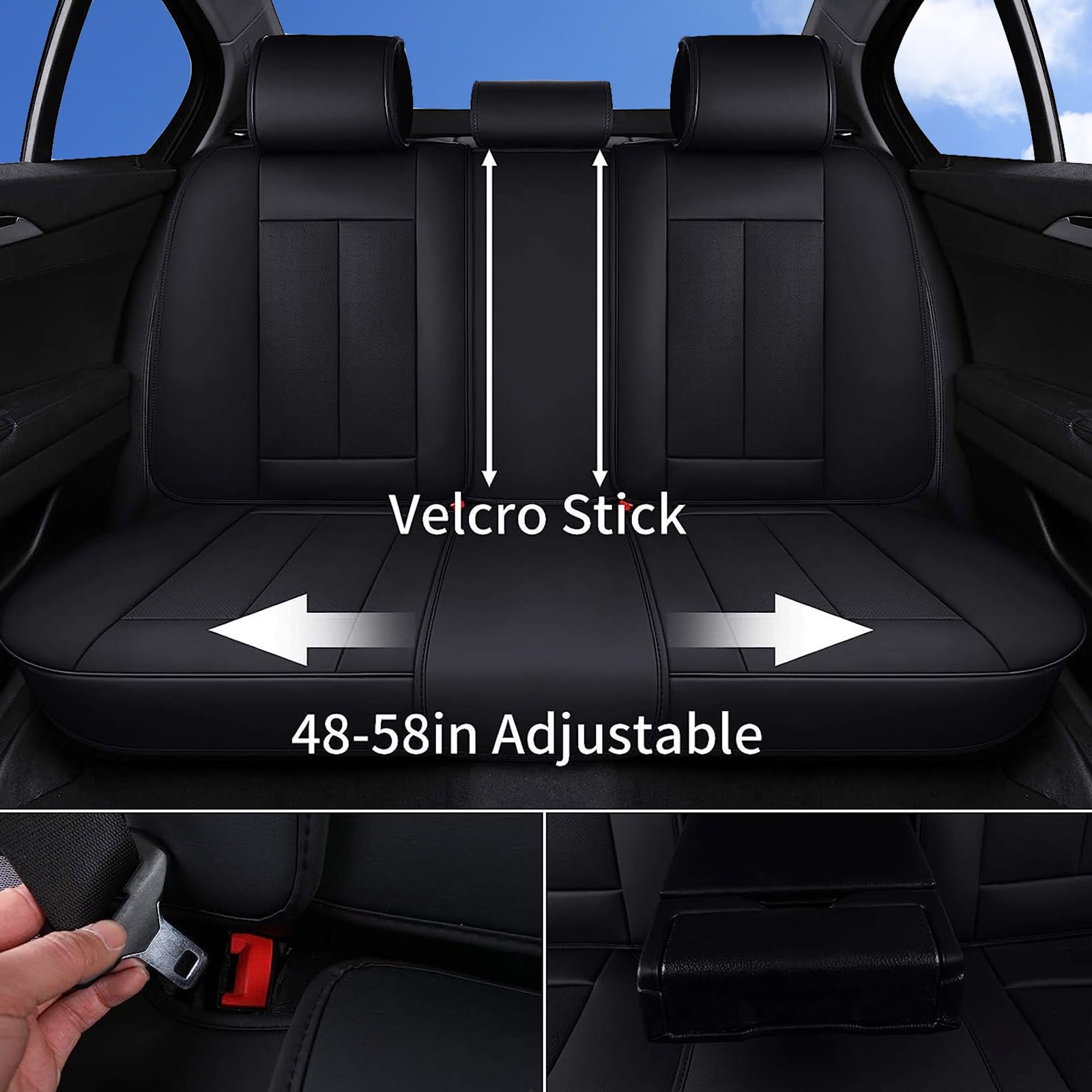 Coverado Car Seat Covers Full Set, Seat Covers For Cars, Black Car Seat Cover, Car Seat Protector Waterproof, Nappa Leather Car Seat Cushion, Car Seat Covers Front Seats And Back Fit For Most Cars