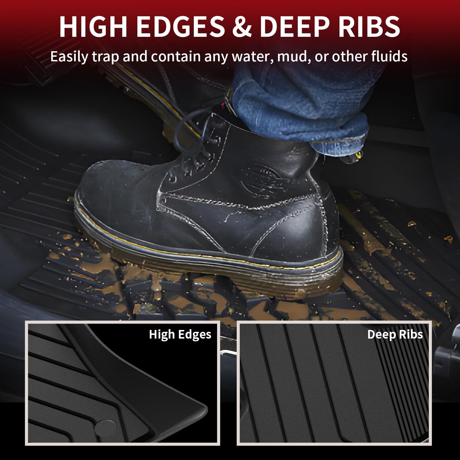 Lasfit Floor Mats For Bmw X5 (F15) 2014-2018 / For Bmw X6 (F16) 2015-2019, Custom Fit Tpe All Weather Floor Liners 1St & 2Nd Row