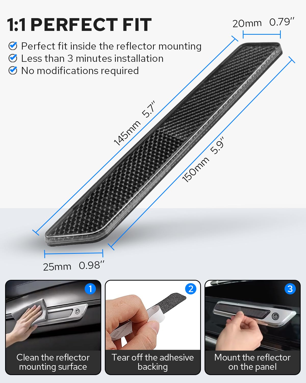 Benlari Black Saddlebag Reflector Inserts 2014-2024 Compatible For Harley Davidson Touring Electra Street Road Glide Road King F