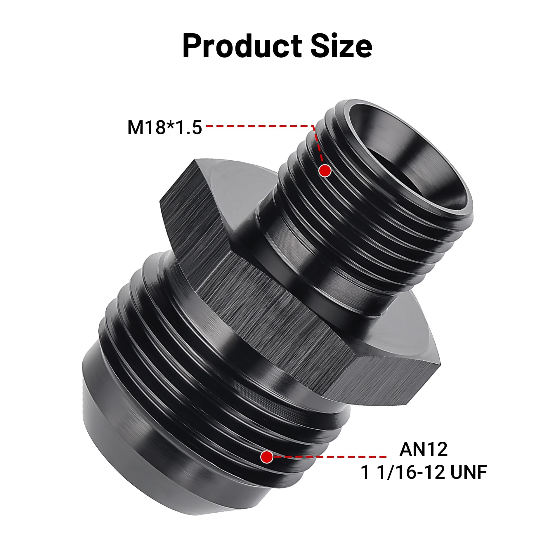 Evil Energy 12An Male Flare To M18 X 1.5Mm Male Metric Fitting Adapter Aluminium Alloy 2Pcs