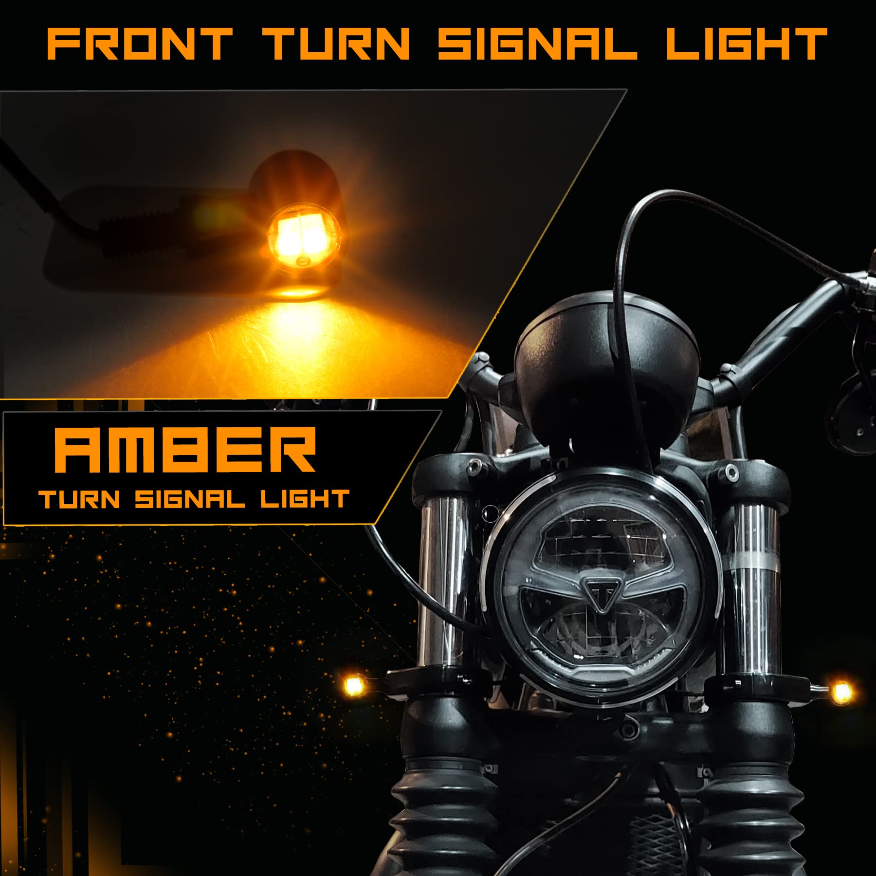 Quasco Front Rear Motorcycle Turn Signals, Mini Size Led Brake Tail Lights Universal Compatible With Harley Honda Suzuki Triumph