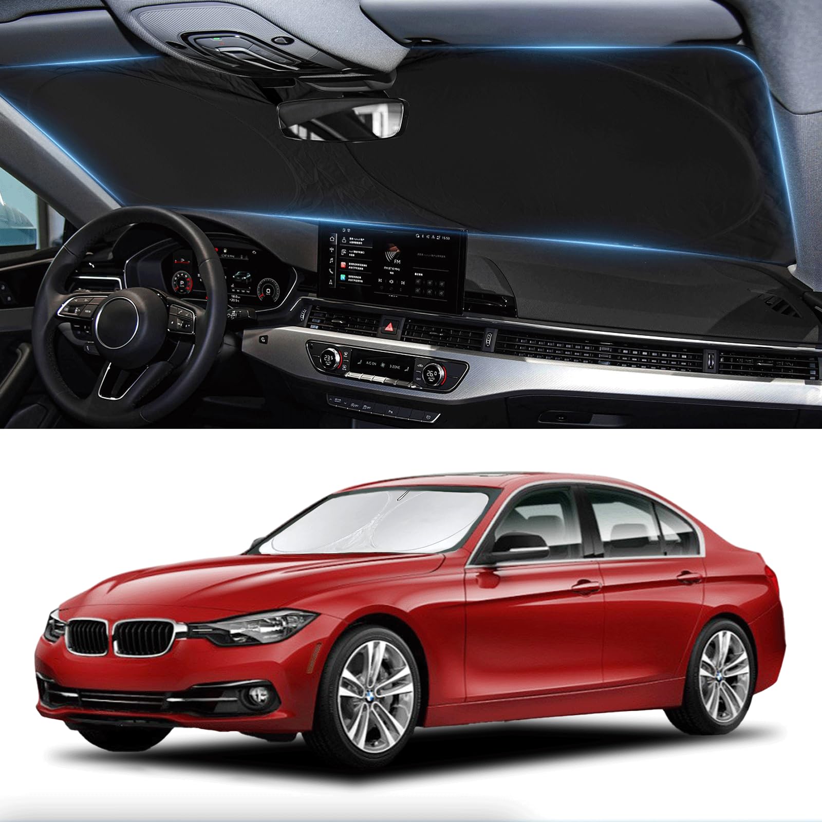 For 3 Series Windshield Sun Shade Sunshade Fits Bmw 2013-2018 3 Series/ F30/ F31/ F80/ M3 For Bmw 328I 335I 320I 330I 325I Winds