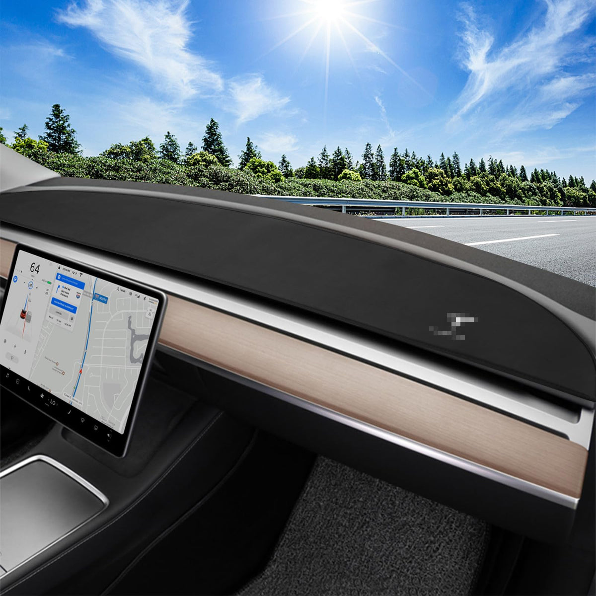 New Version Dashboard Cover for Tesla Model 3 2024 2025, Flannel Dash Cover with Silicone Anti-Slip, Model 3 Accessories Interio