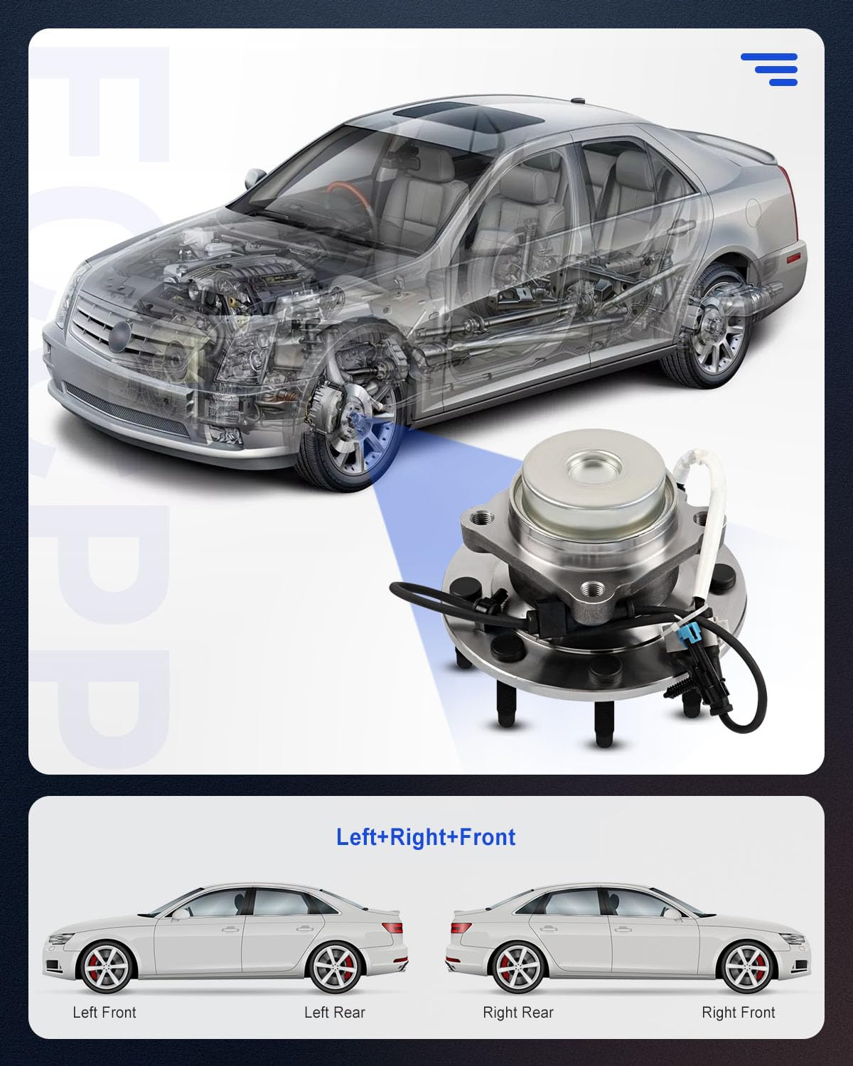 ECCPP 515059 Ball Bearing Hub Assembly, 8 Lugs W/ABS Sensor, Alloy Steel, Automotive Wheel Hub and Bearing Assembly, Front Axle,