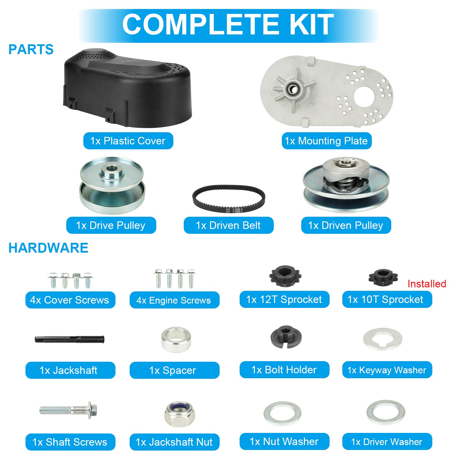 Youxmoto 30 Series Torque Converter for Predator 212CC, 3/4 Driver 10T & 12T Chain Drive Pulley for Mini Bikes & Clutches