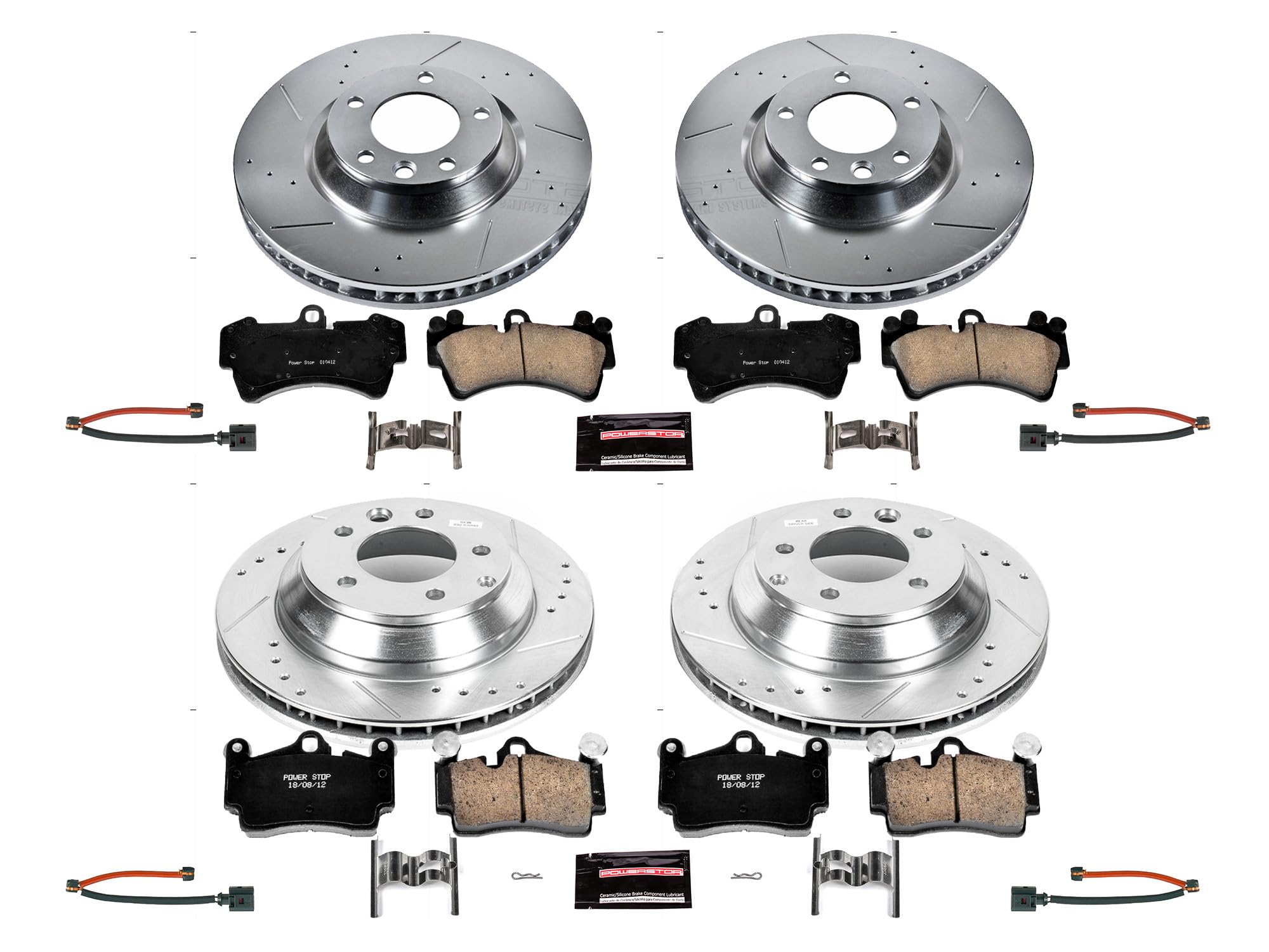 Power Stop Front And Rear Z23 Carbon-Fiber Ceramic Brake Pads And Drilled And Slotted Rotors Brake Kit [Vehicle Specific]