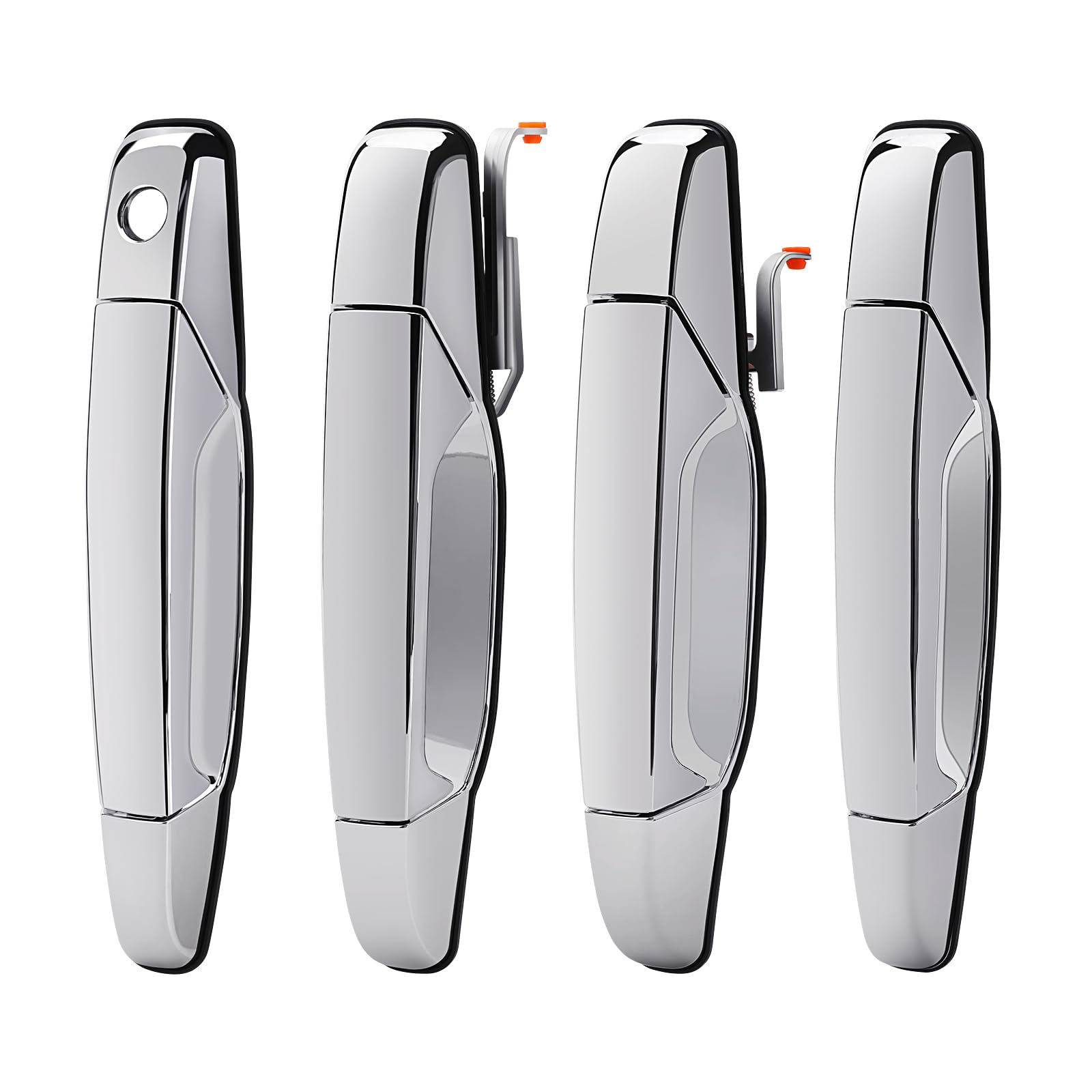 Exterior Chrome Door Handle - Compatible With 2007-2013 Chevy Avalanche, Silverado, Suburban, Tahoe, Gmc Sierra, Yukon, Cadillac Escalade Pickup Truck Suv - 4 Pcs Front Rear Driver & Passenger Side