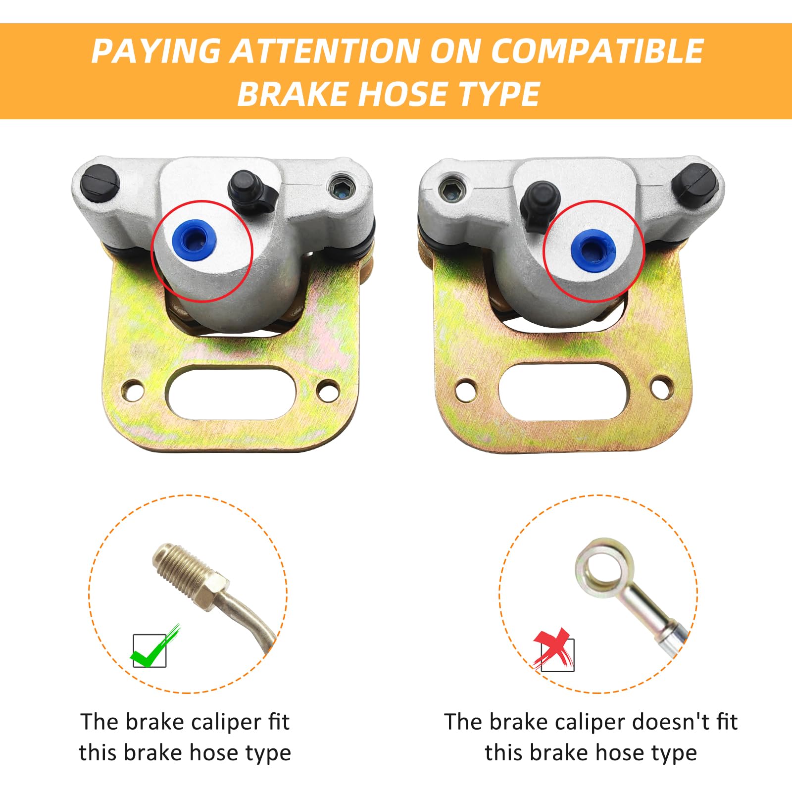 M Mati Front Left Right Brake Caliper Assembly For Polaris Atv Big Boss 350L/400L/500 6X6 Magnum 425 4X4 Sportsman 400 500 Trail Boss 350L 4X4 Xplorer 400 With Pads